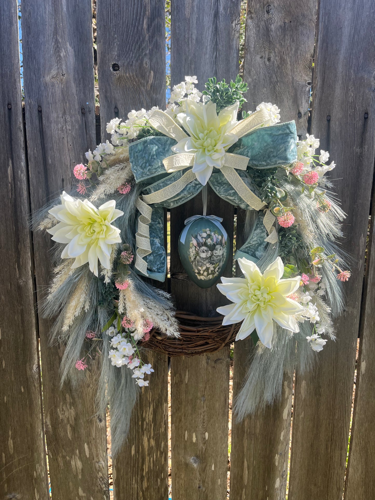 Boho Easter Grapevine wreath for front door, Easter egg wreath, Easter decor for wall, wedding gift, spring wreath, rustic easter decoration