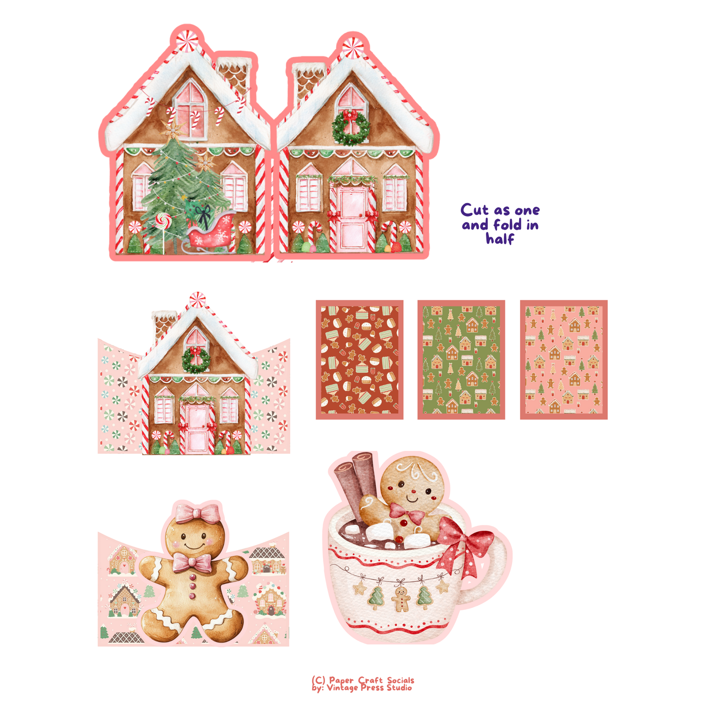 Gingerbread Dreams 3D Folio Card: Junk Journal Kit + Tutorial