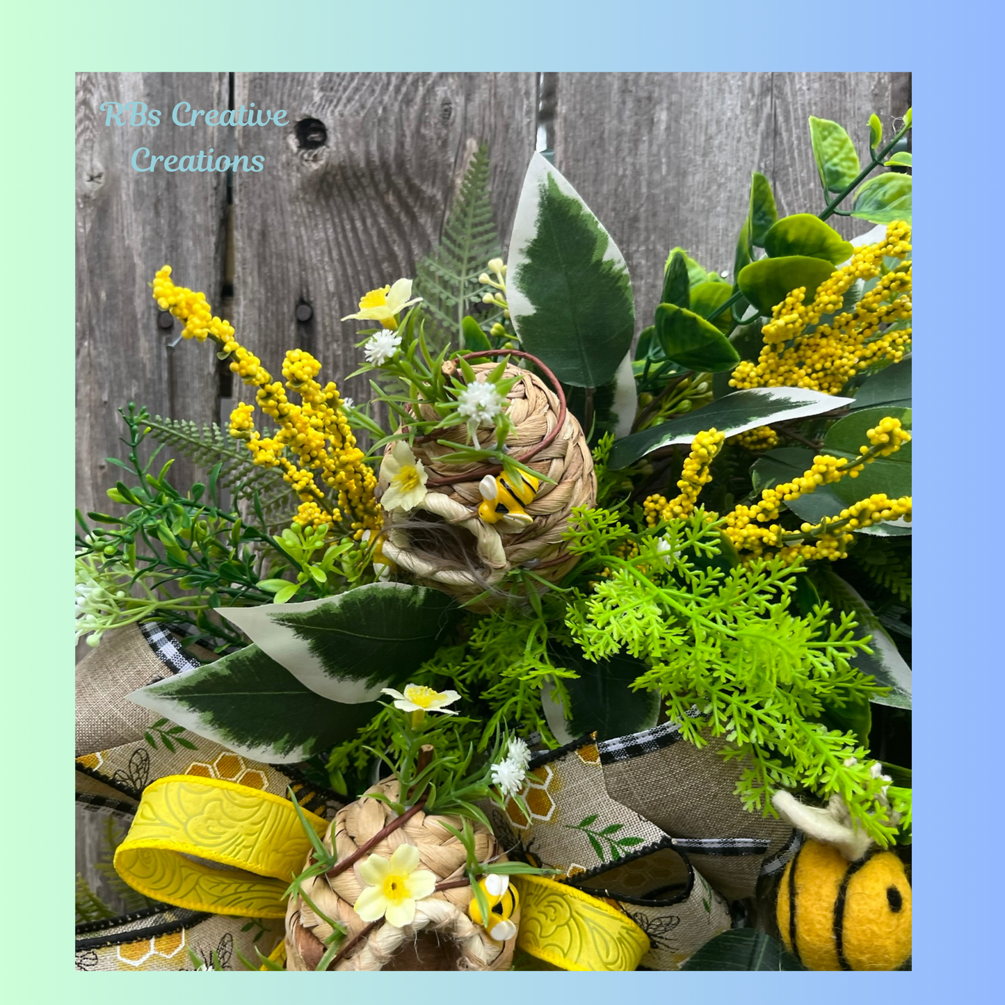 Handmade Bumblebee Wreath โ Rustic Bee Hive Grapevine Wreath for Spring & Summer Decor