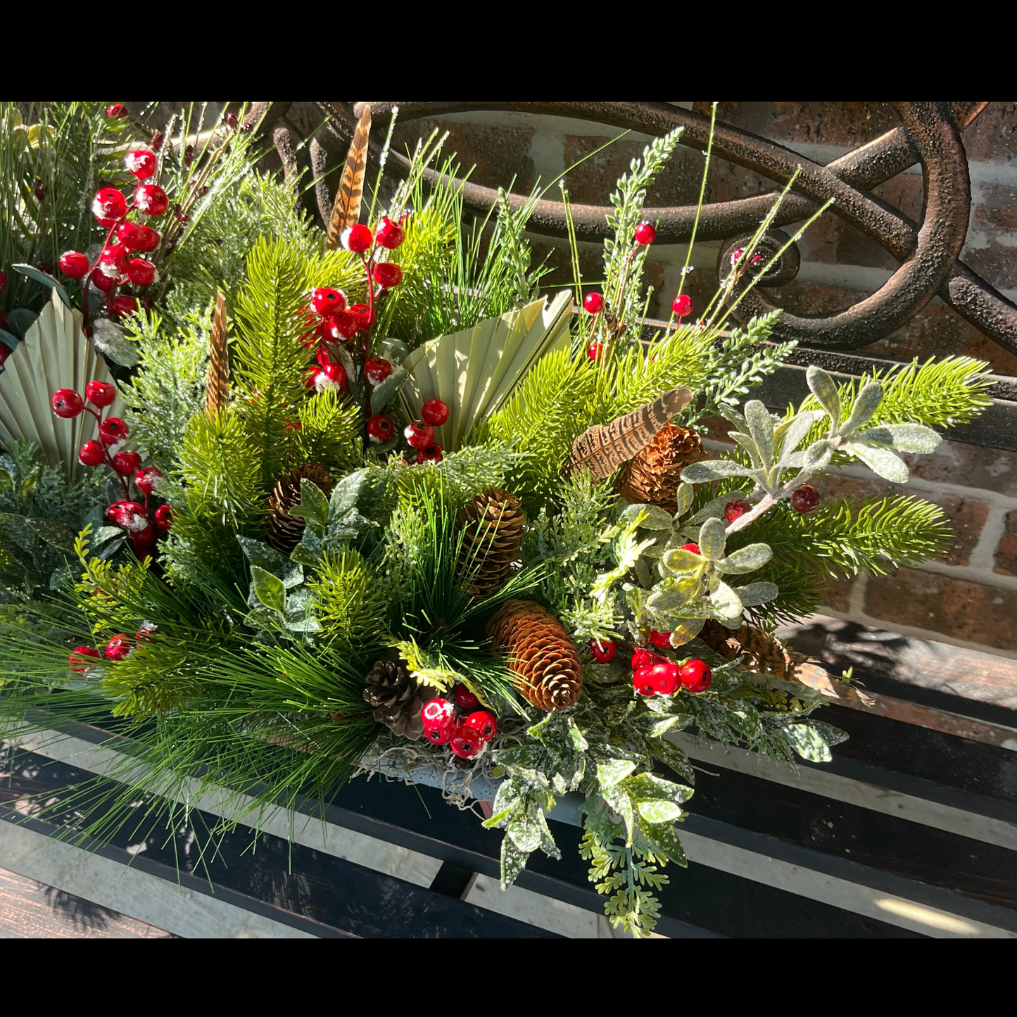 Rustic Barbed Wire Table Arrangement – Farmhouse Centerpiece with Boho/Winter Florals