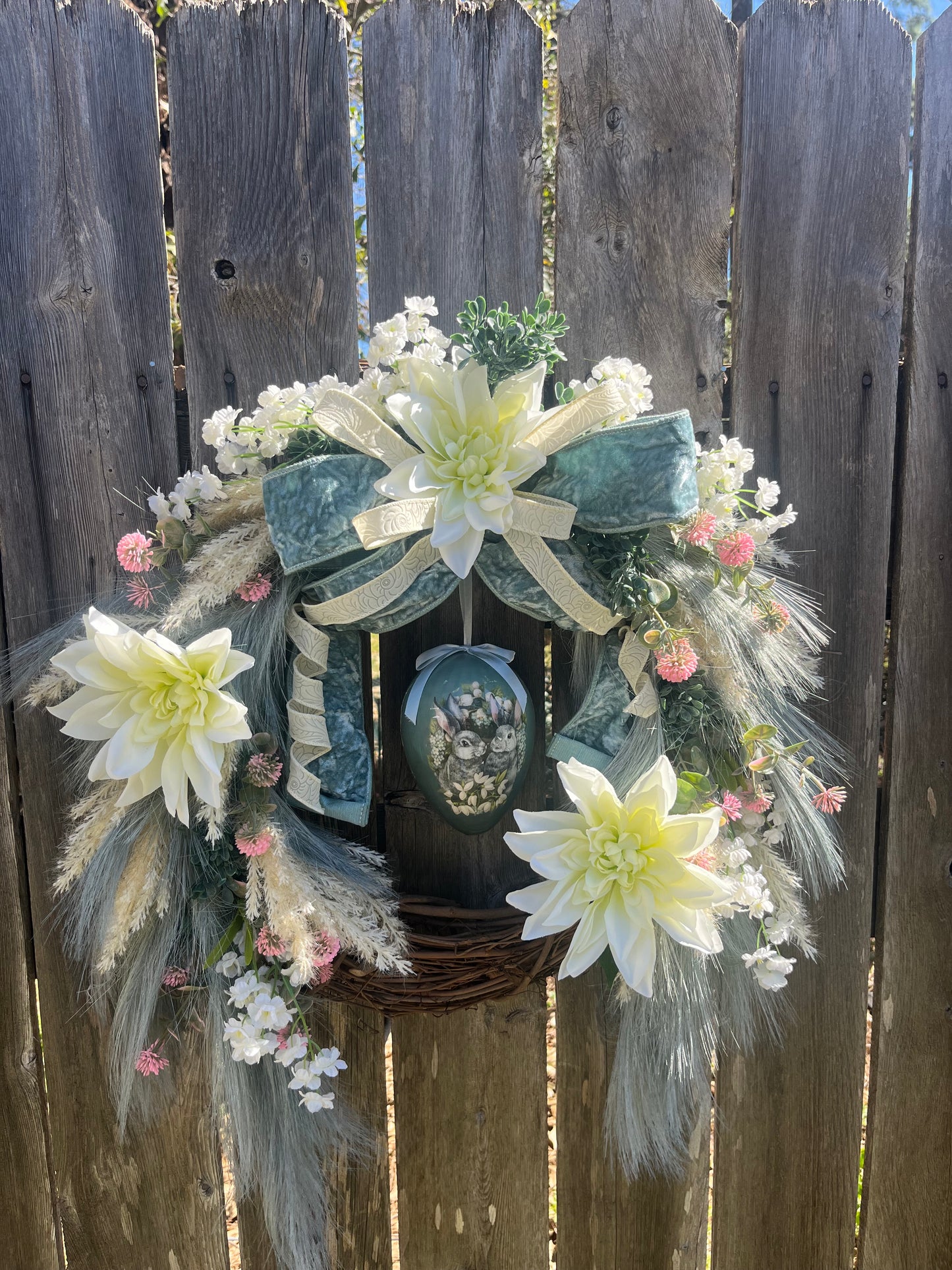 Boho Easter Grapevine wreath for front door, Easter egg wreath, Easter decor for wall, wedding gift, spring wreath, rustic easter decoration