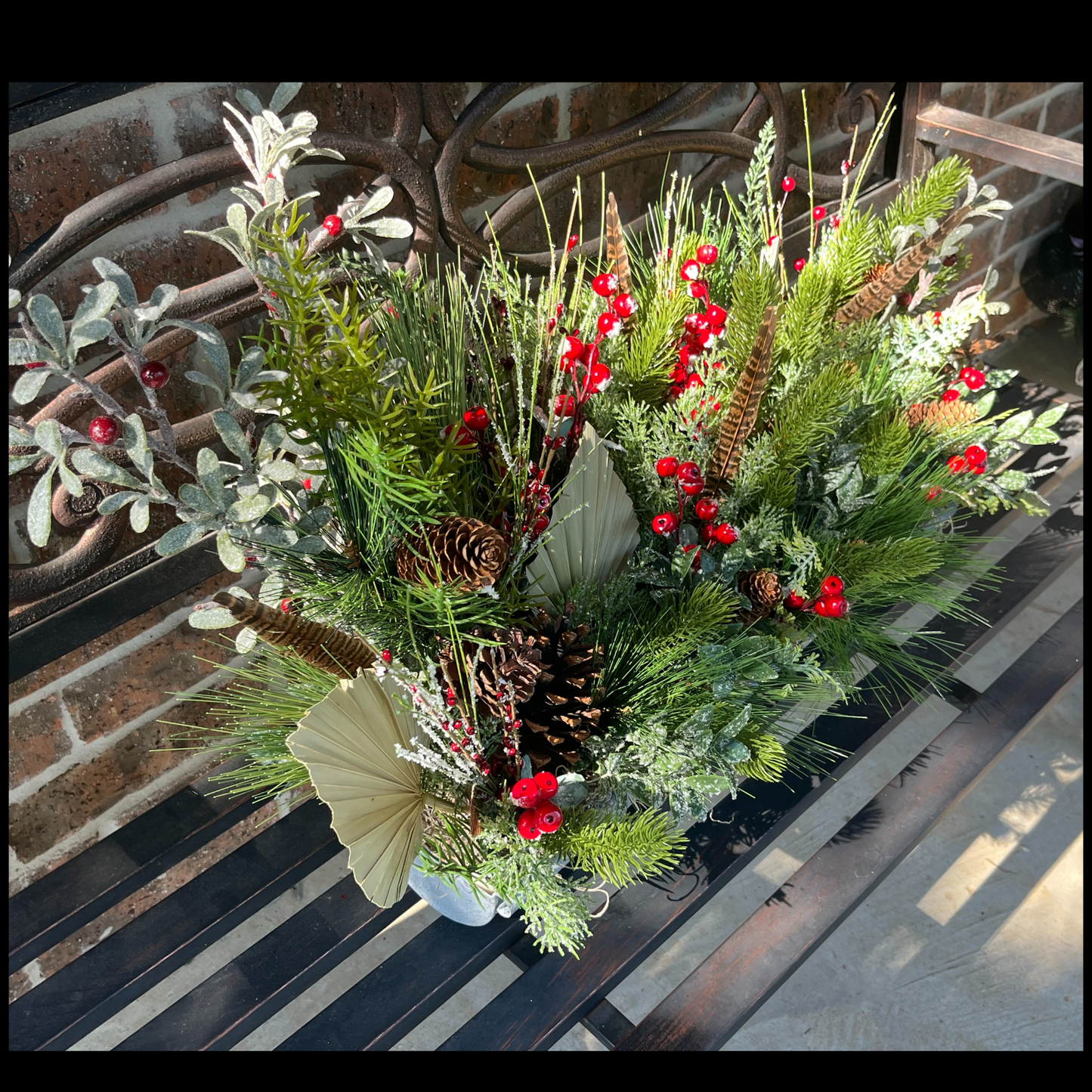 Rustic Barbed Wire Table Arrangement – Farmhouse Centerpiece with Boho/Winter Florals