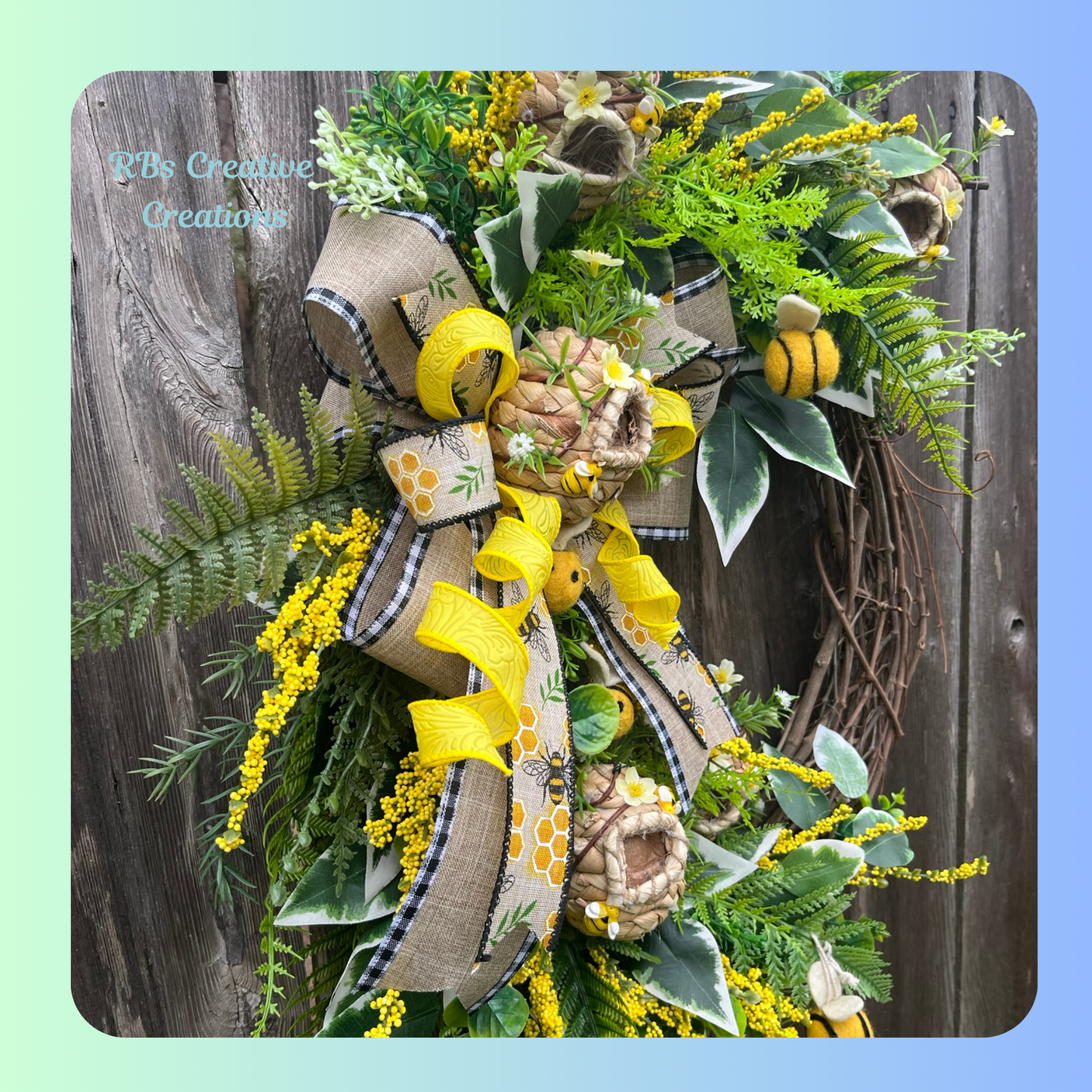 Handmade Bumblebee Wreath โ Rustic Bee Hive Grapevine Wreath for Spring & Summer Decor