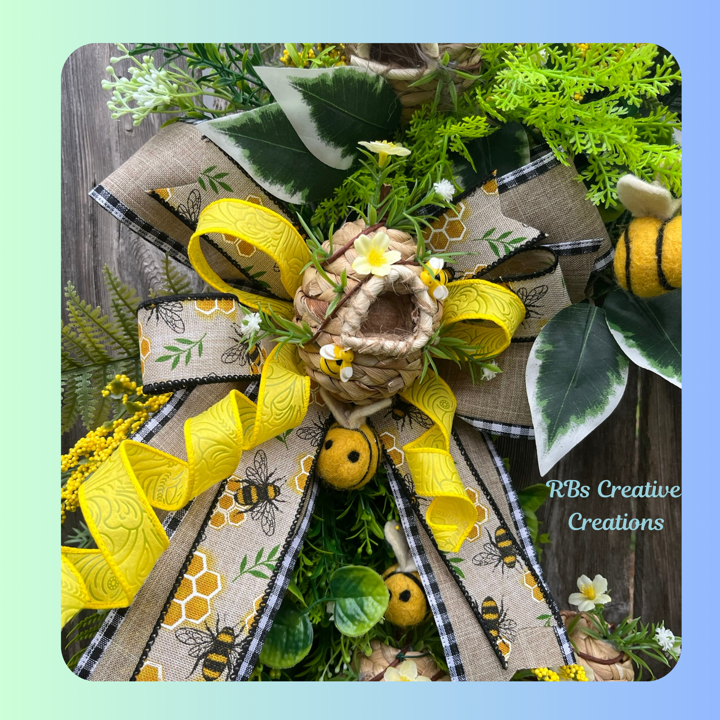 Handmade Bumblebee Wreath โ Rustic Bee Hive Grapevine Wreath for Spring & Summer Decor