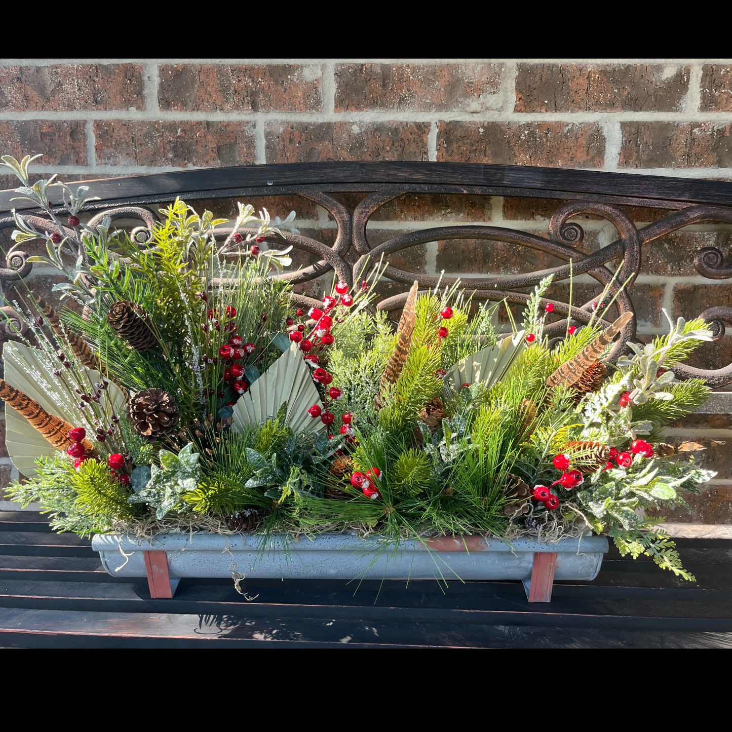Rustic Barbed Wire Table Arrangement – Farmhouse Centerpiece with Boho/Winter Florals