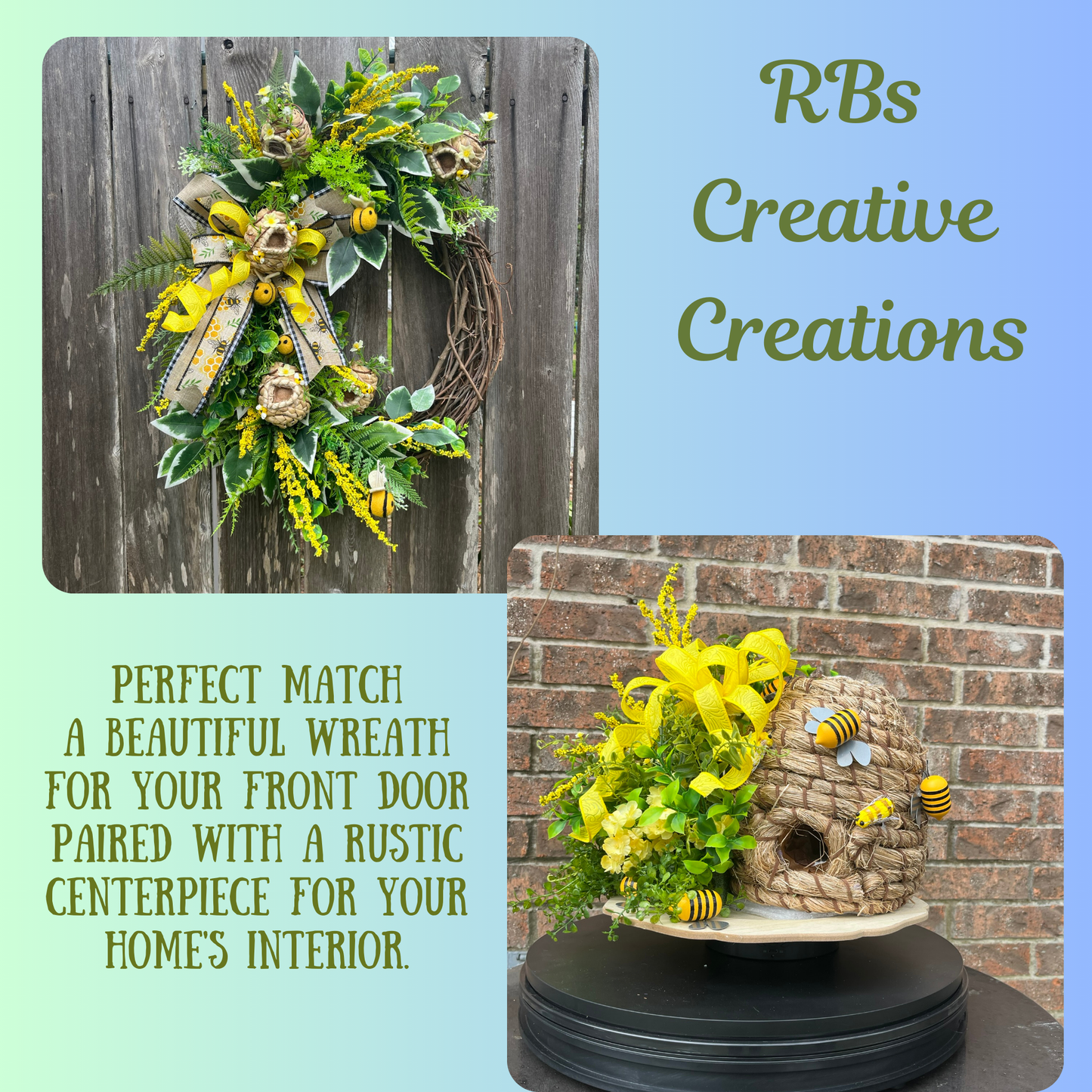 Handmade Bee Hive Floral Arrangement β Rustic Bumblebee Hive Centerpiece for Farmhouse & Spring Decor