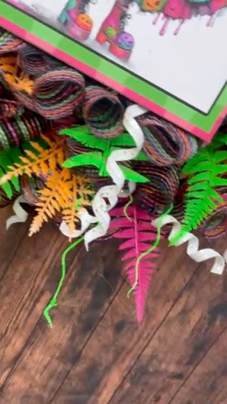 Spooky Halloween Wreath for the Front Door, Neon Halloween Decor