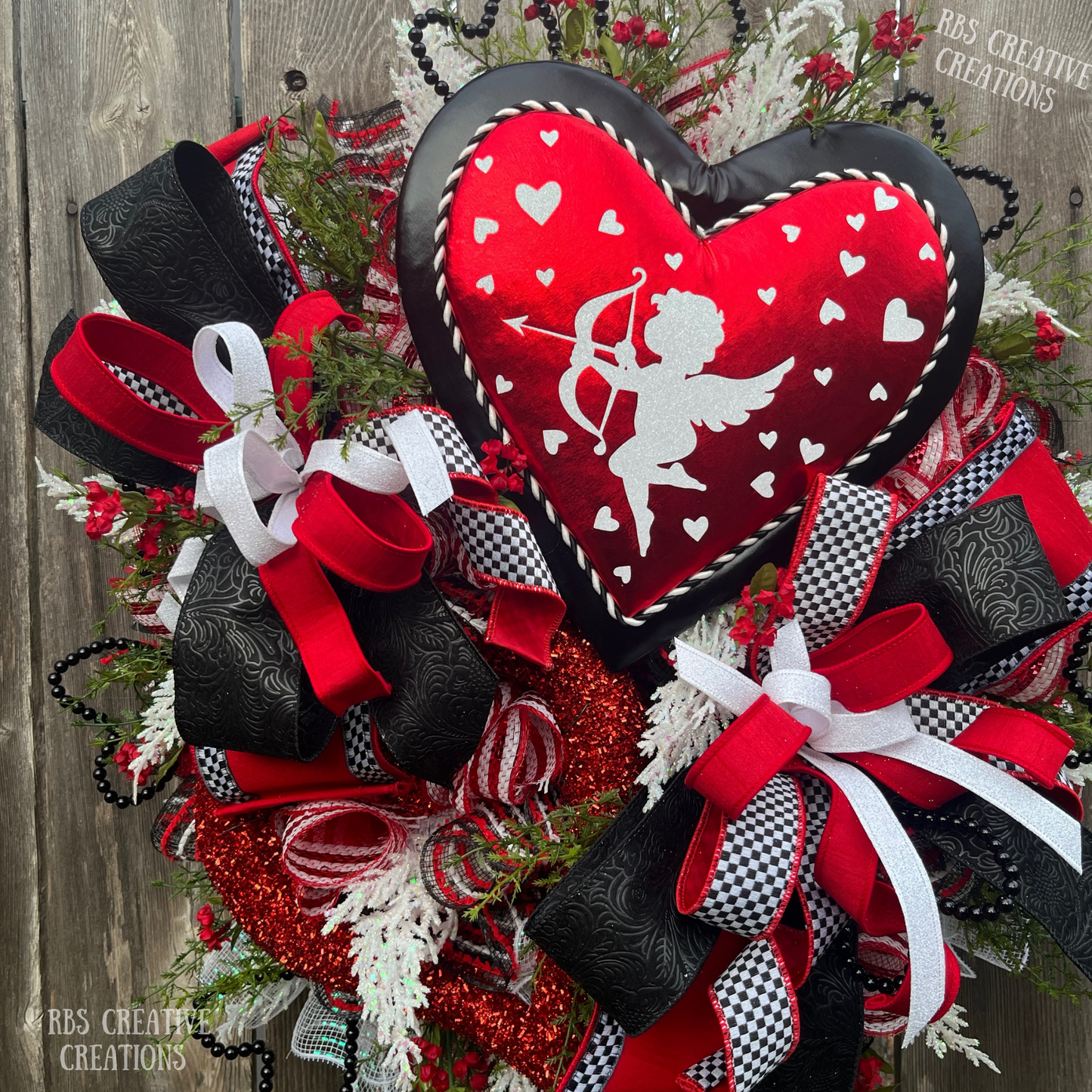 Valentine’s Day Wreath, Cupid Heart Wreath, Front Door Valentine Decor