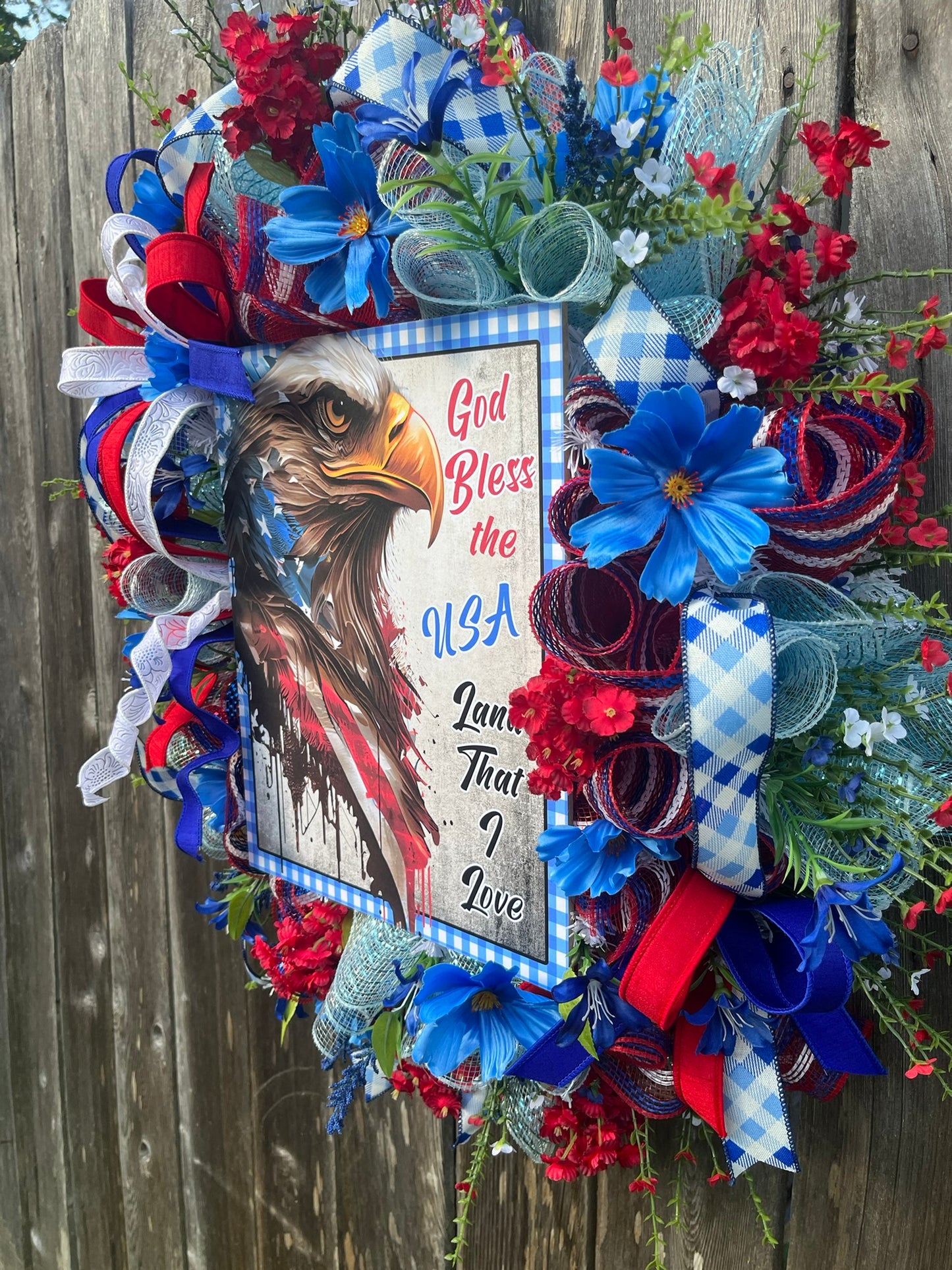 Patriotic Eagle Wreath | God Bless the USA | 4th of July Door Decor