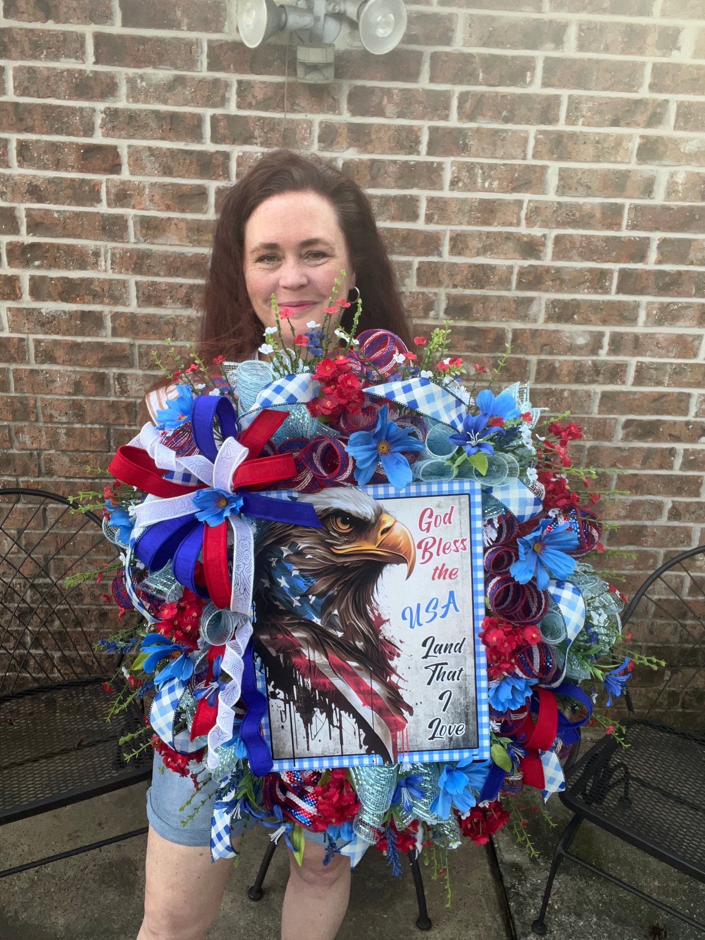 Patriotic Eagle Wreath | God Bless the USA | 4th of July Door Decor