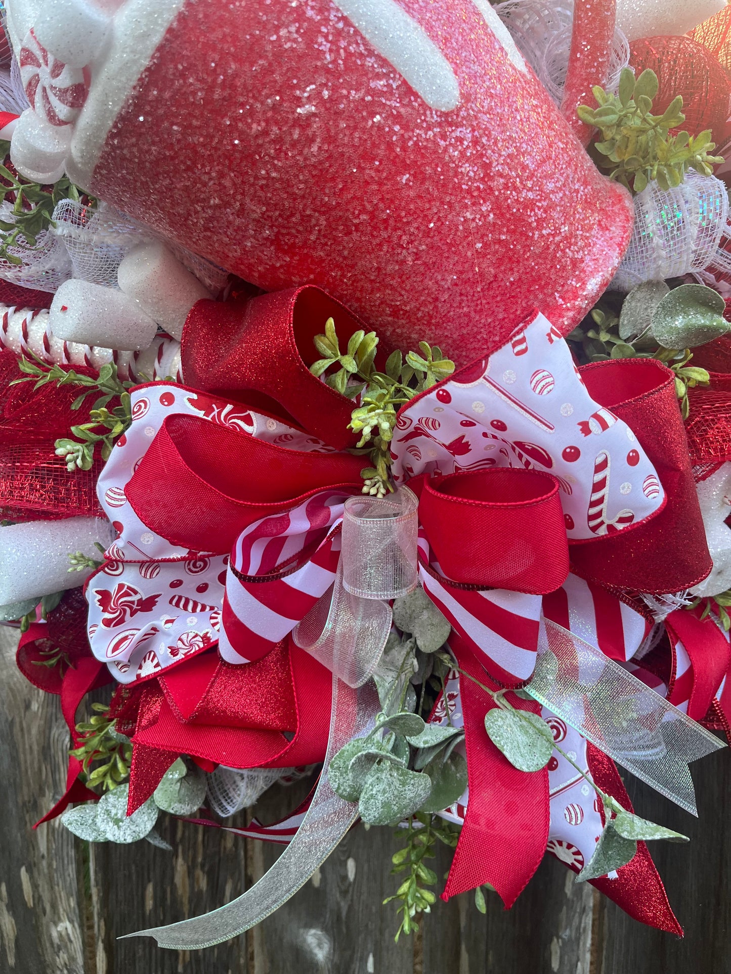 Christmas Hot Cocoa Wreath for front door, Peppermint Candy theme, whimsical Christmas wreath, front door decor, Holiday gifts