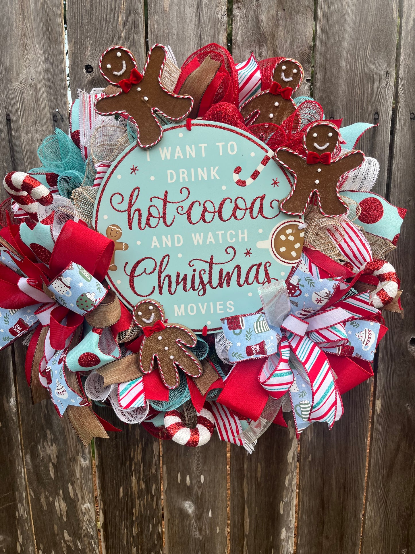 Christmas Cocoa front door wreath, Gingerbread decor, Winter Wreath, Holiday decor, Christmas traditions, Christmas wreath, whimsical decor