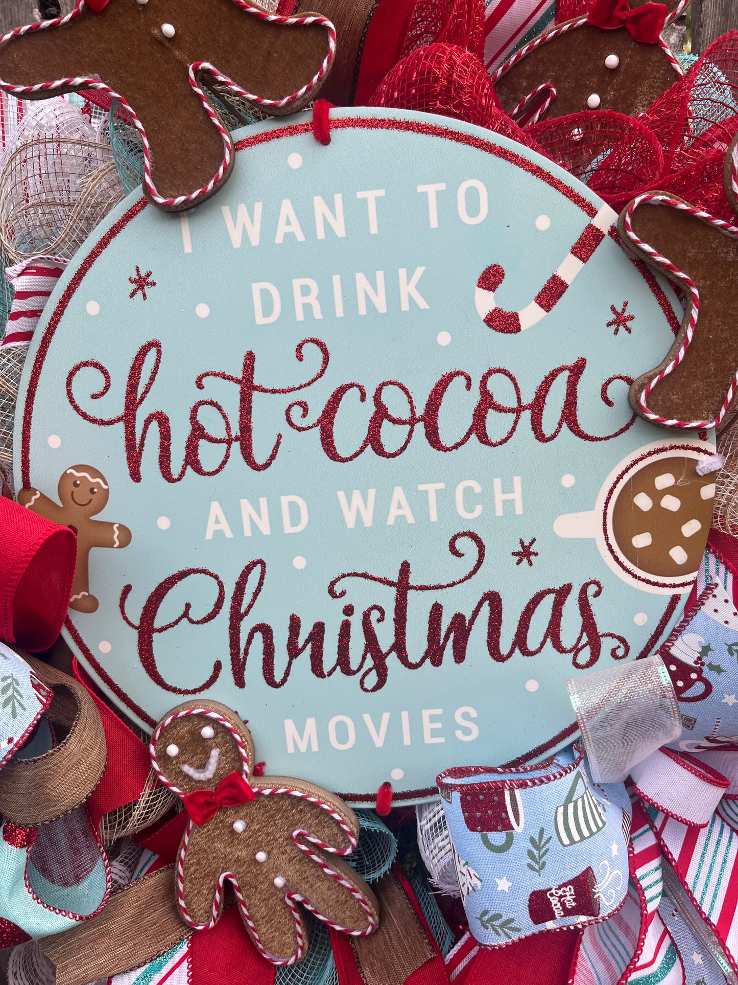 Christmas Cocoa front door wreath, Gingerbread decor, Winter Wreath, Holiday decor, Christmas traditions, Christmas wreath, whimsical decor
