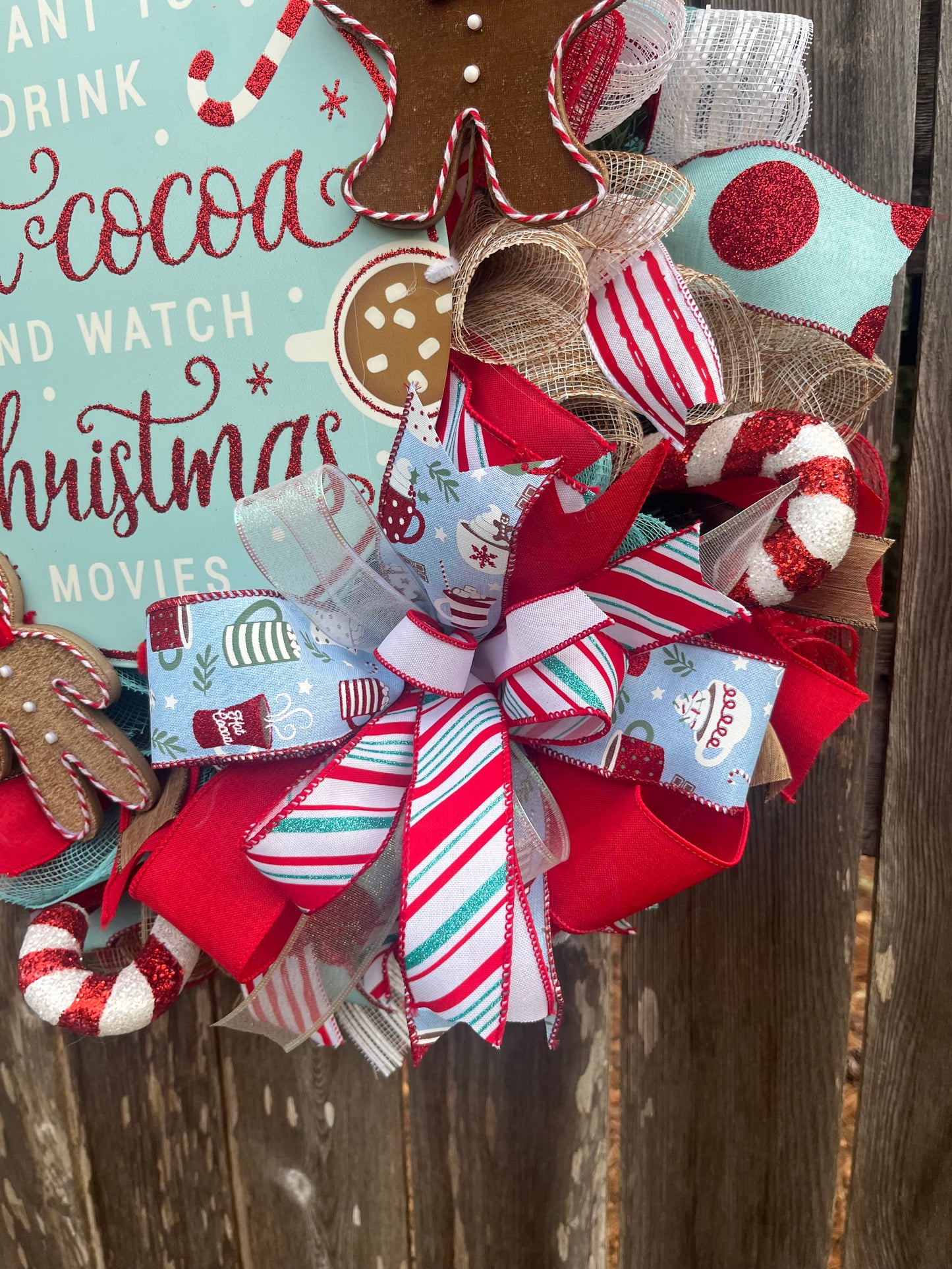Christmas Cocoa front door wreath, Gingerbread decor, Winter Wreath, Holiday decor, Christmas traditions, Christmas wreath, whimsical decor