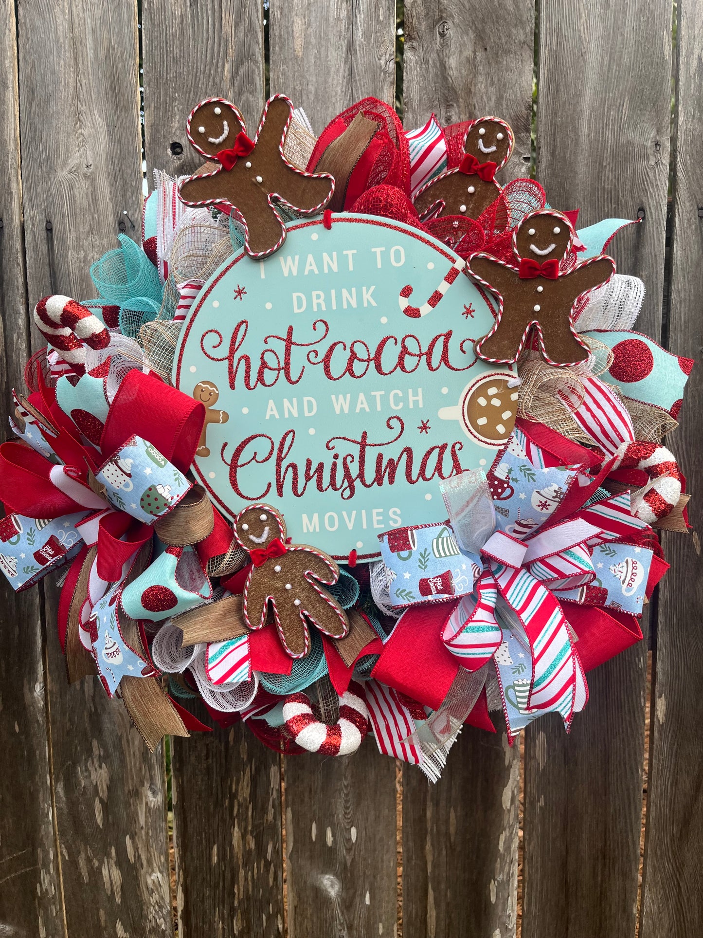 Christmas Cocoa front door wreath, Gingerbread decor, Winter Wreath, Holiday decor, Christmas traditions, Christmas wreath, whimsical decor