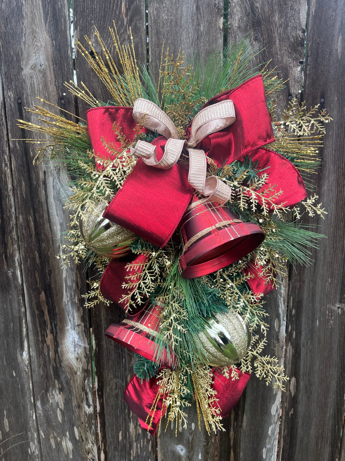 Christmas Bell Wreath for front door, Christmas elegant swag, holiday wreath, holiday gifts, winter wreath, wall decor for inside home, bell deco
