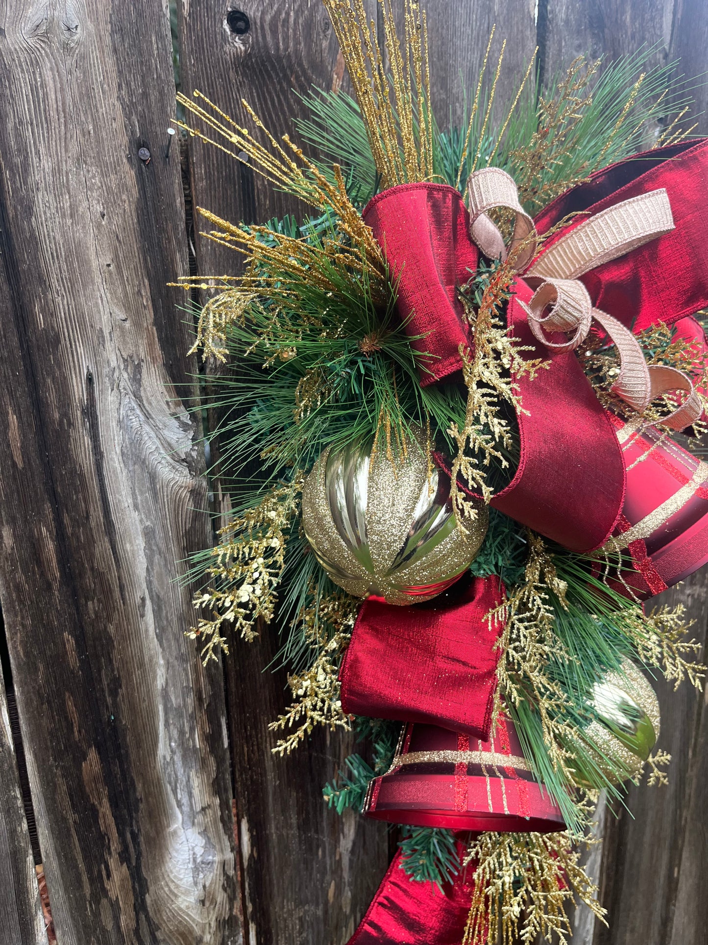 Christmas Bell Wreath for front door, Christmas elegant swag, holiday wreath, holiday gifts, winter wreath, wall decor for inside home, bell deco