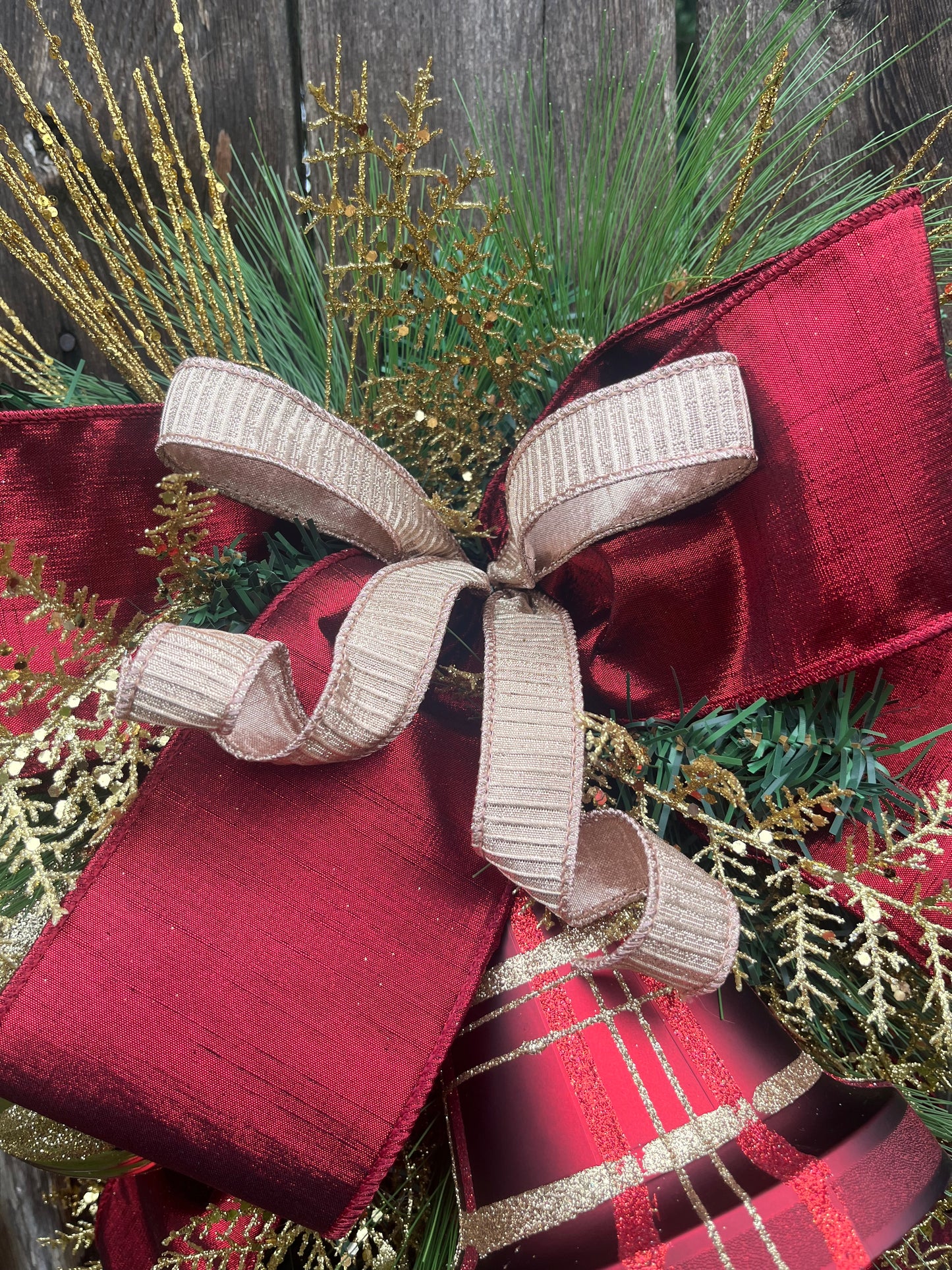 Christmas Bell Wreath for front door, Christmas elegant swag, holiday wreath, holiday gifts, winter wreath, wall decor for inside home, bell deco