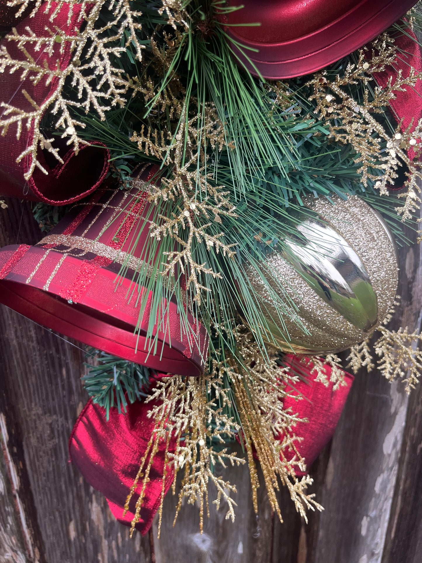 Christmas Bell Wreath for front door, Christmas elegant swag, holiday wreath, holiday gifts, winter wreath, wall decor for inside home, bell deco