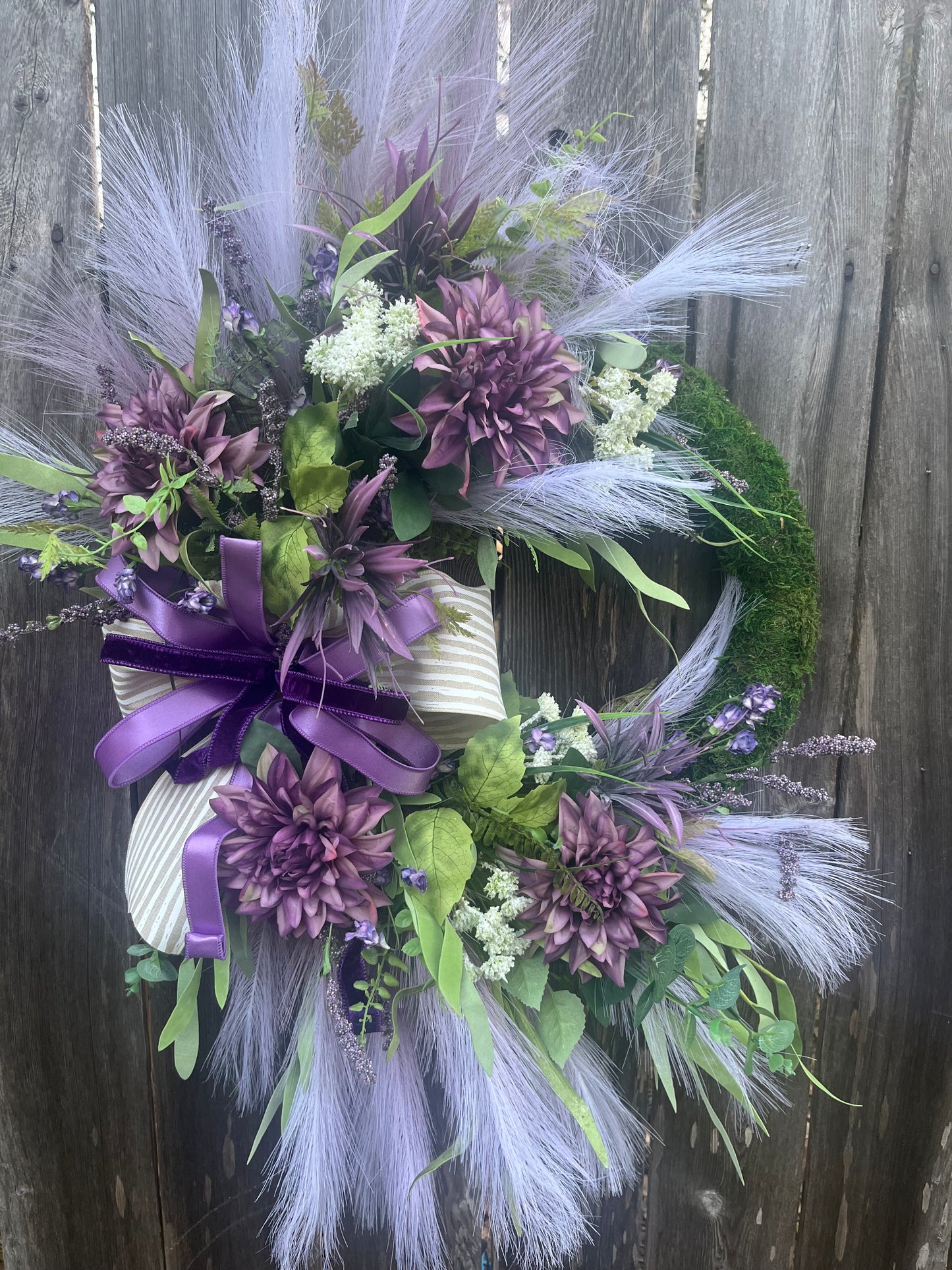 Everyday purple boho wreath for the front door, Bohemian home decor, Everyday moss green wreath for the home, wedding gifts, spring wreath