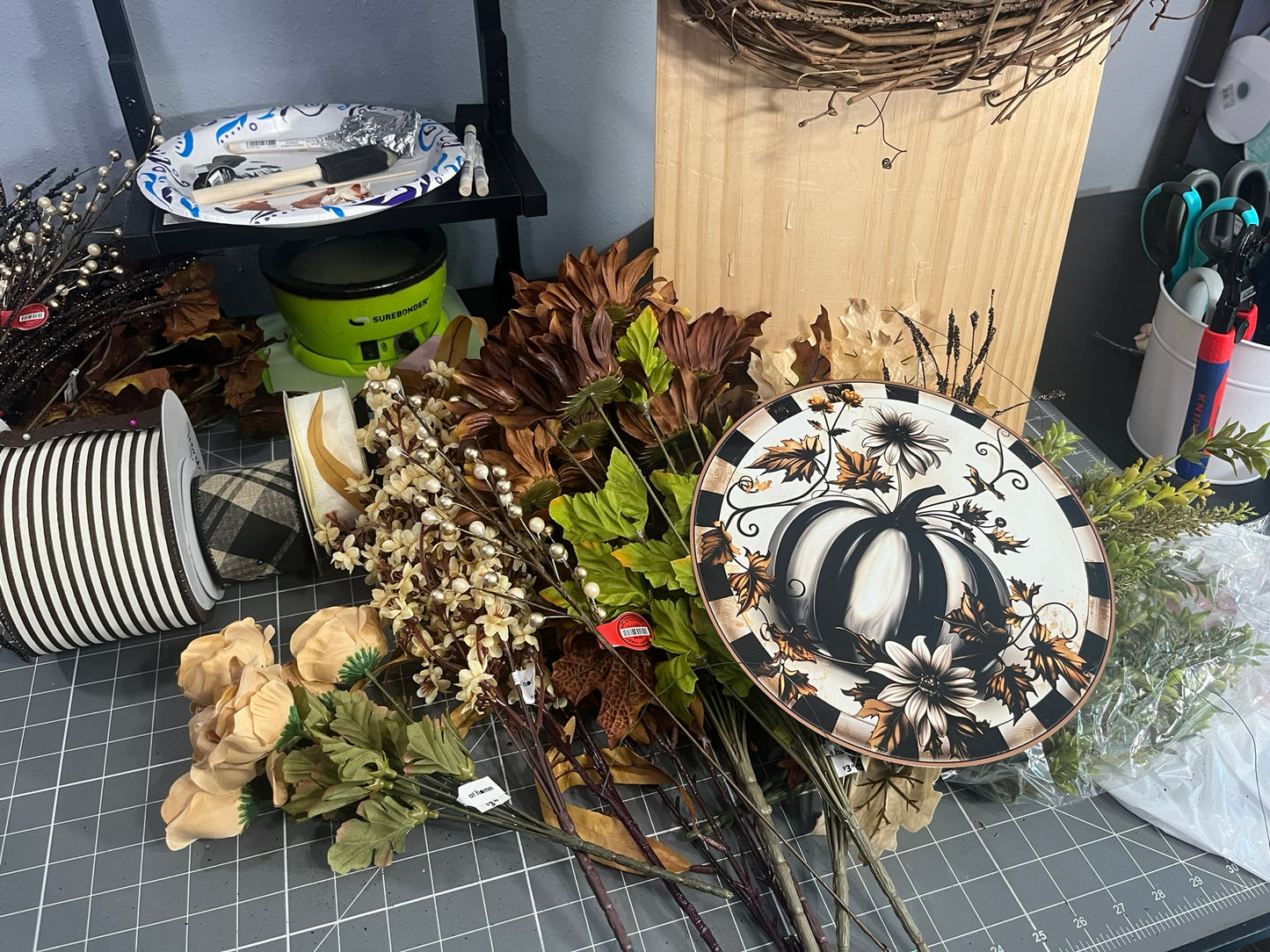 Neutral Pumpkin Fall Wreath – Autumn Front Door Decor