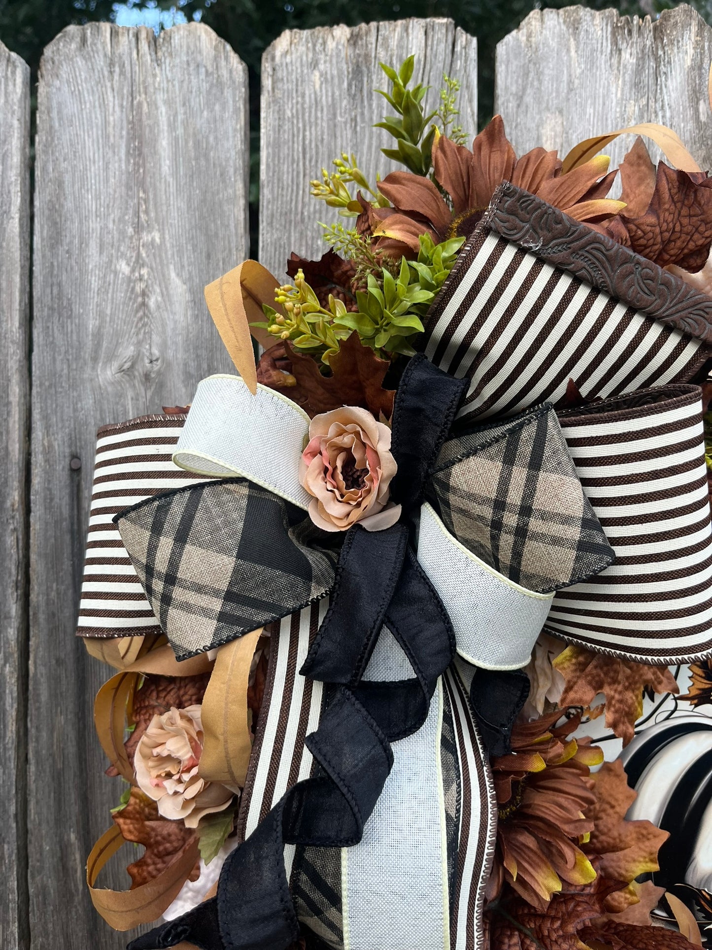 Neutral Pumpkin Fall Wreath – Autumn Front Door Decor