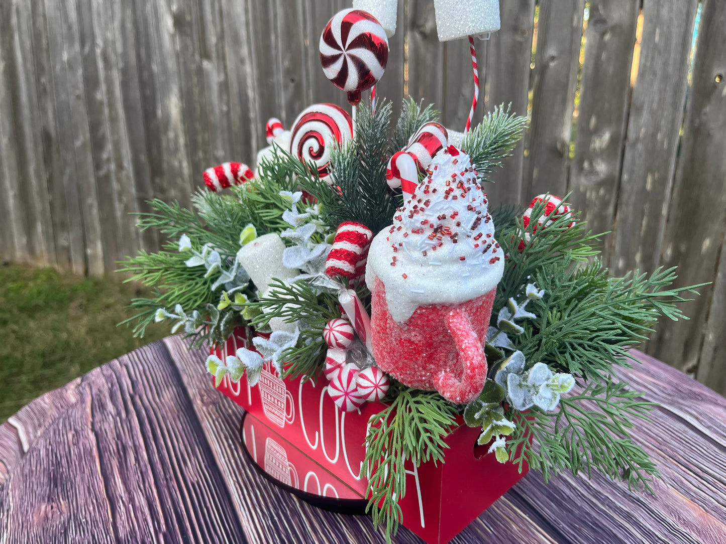 Christmas table decor, hot cocoa and candy canes theme, mantle holiday decor, Christmas gifts, winter table decor, holiday decorations