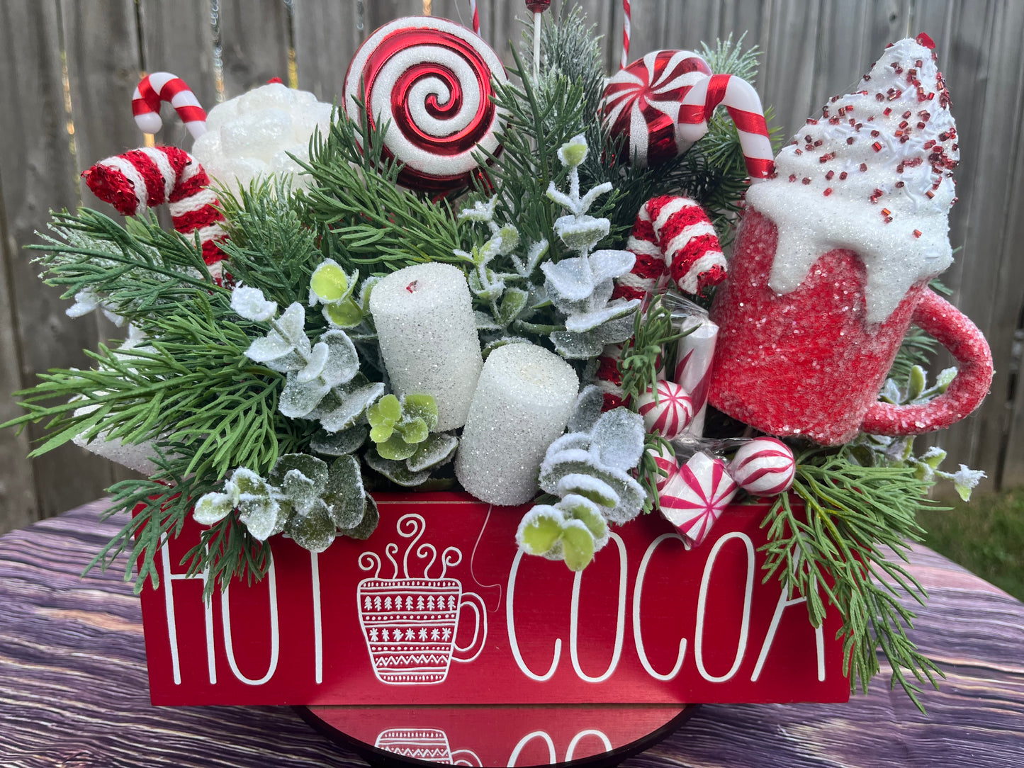 Christmas table decor, hot cocoa and candy canes theme, mantle holiday decor, Christmas gifts, winter table decor, holiday decorations