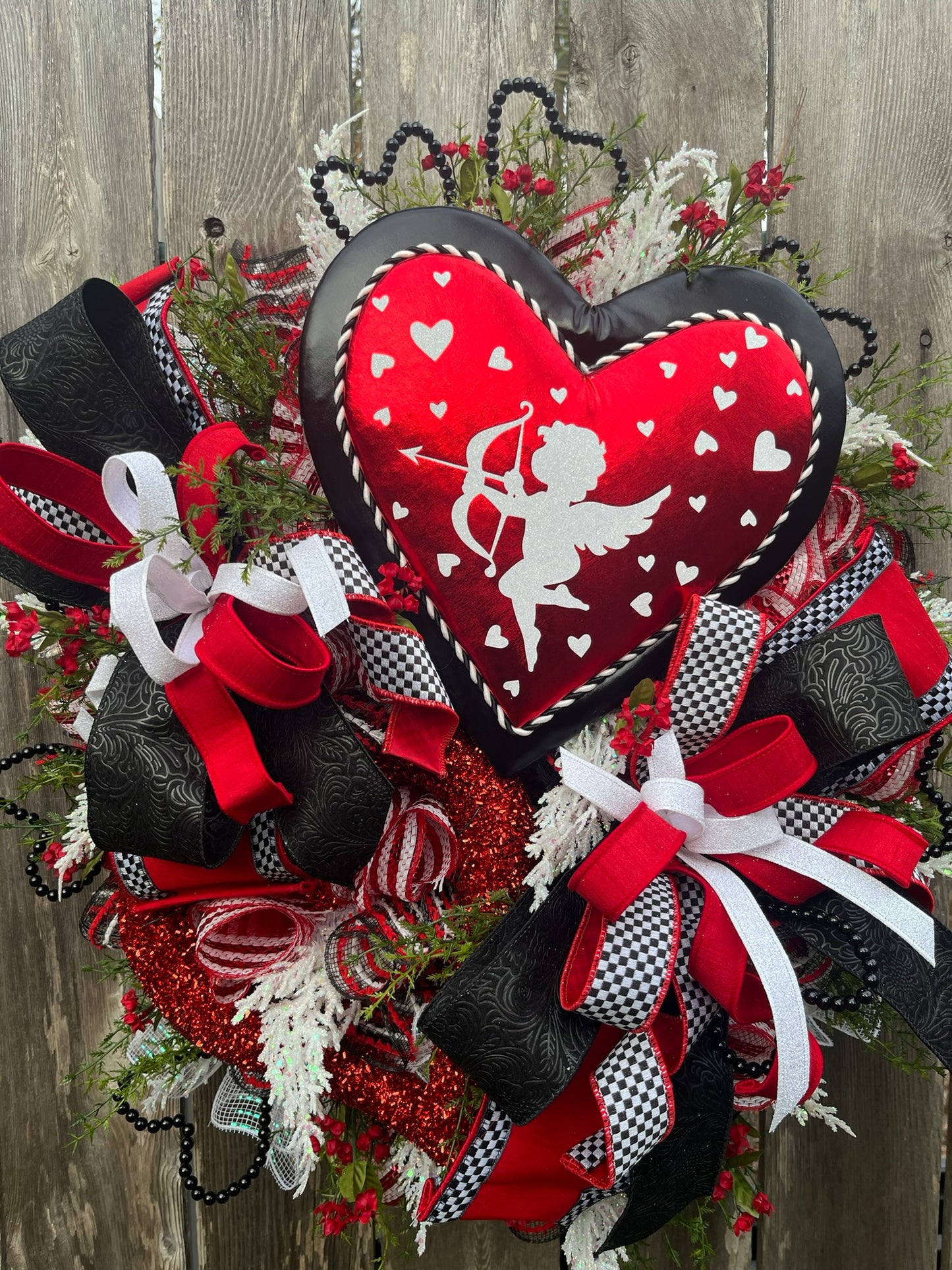 Valentine’s Day Wreath, Cupid Heart Wreath, Front Door Valentine Decor