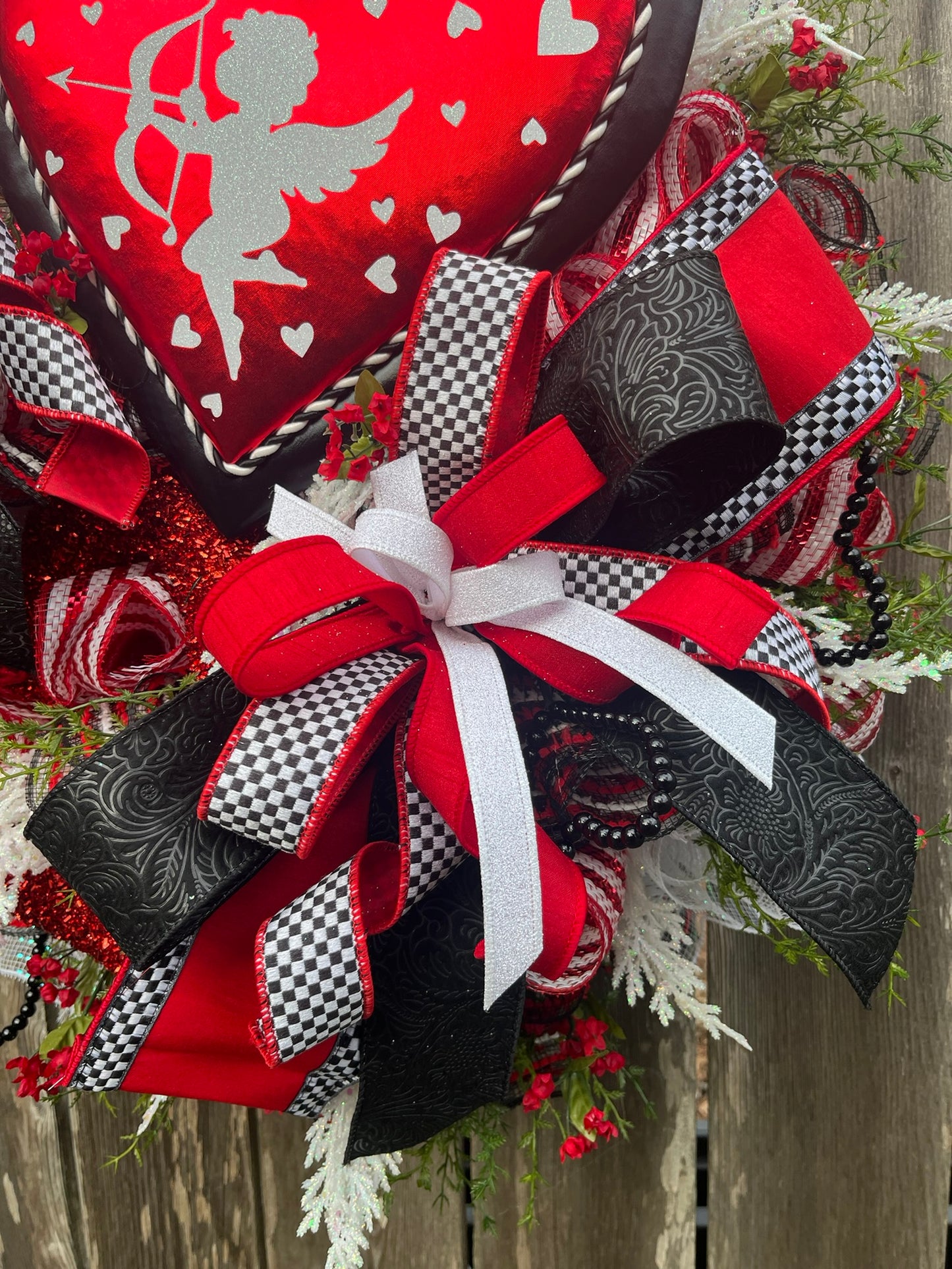 Valentine’s Day Wreath, Cupid Heart Wreath, Front Door Valentine Decor