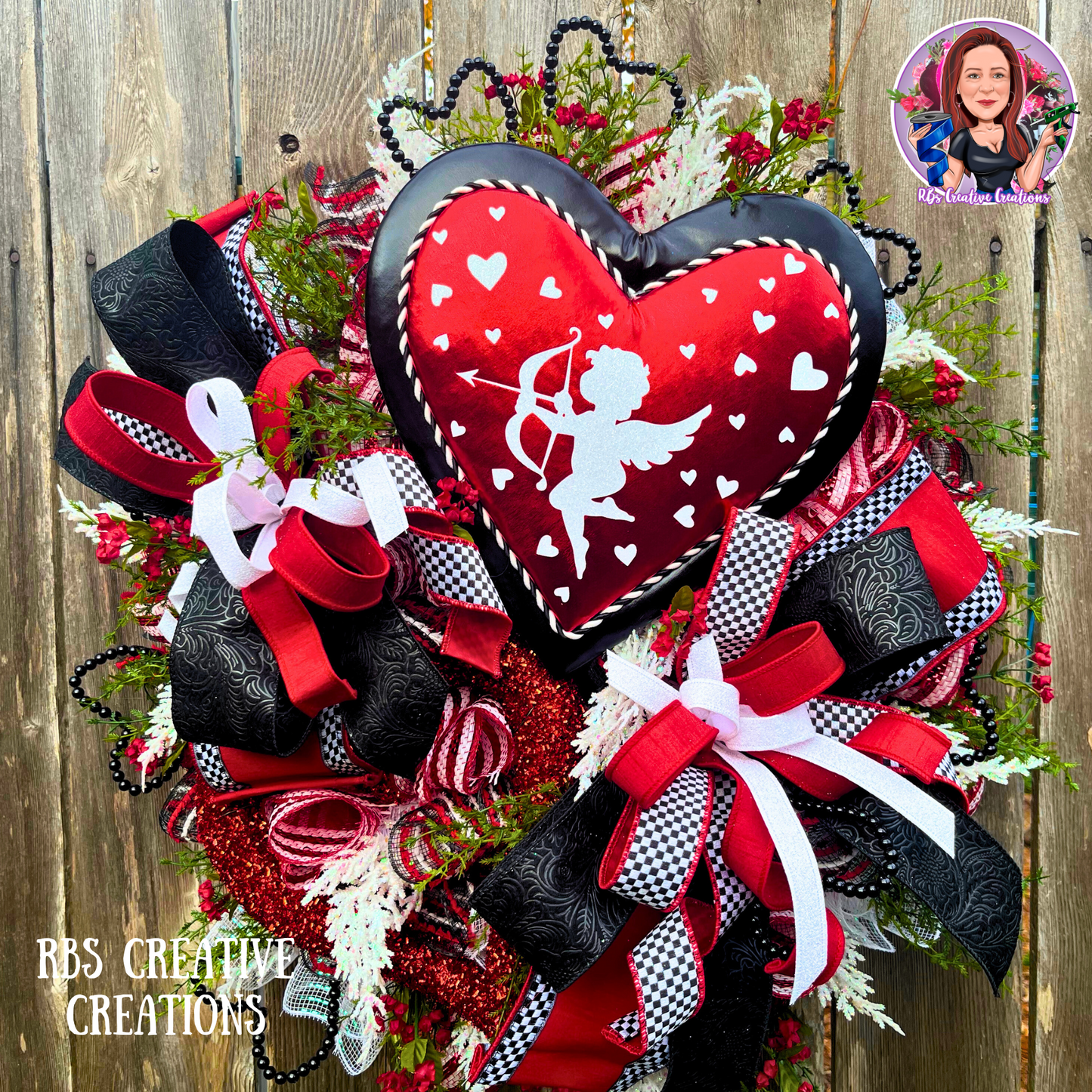 Valentine’s Day Wreath, Cupid Heart Wreath, Front Door Valentine Decor