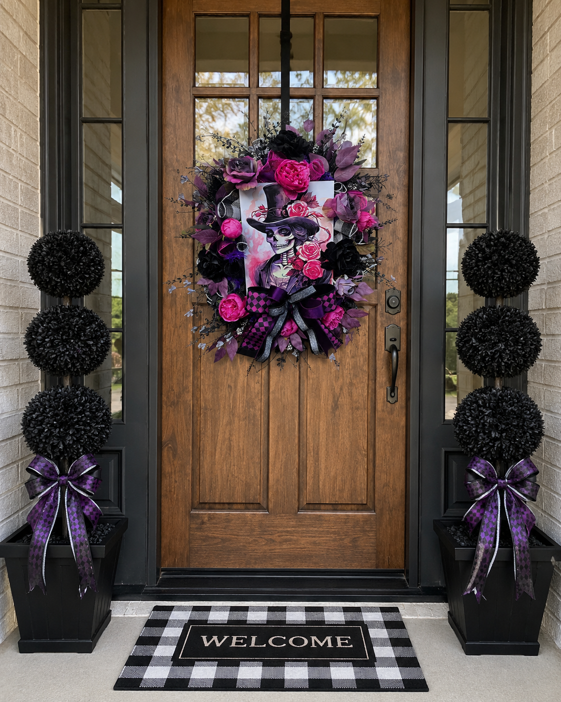 Gothic Glam Skeleton Halloween Wreath