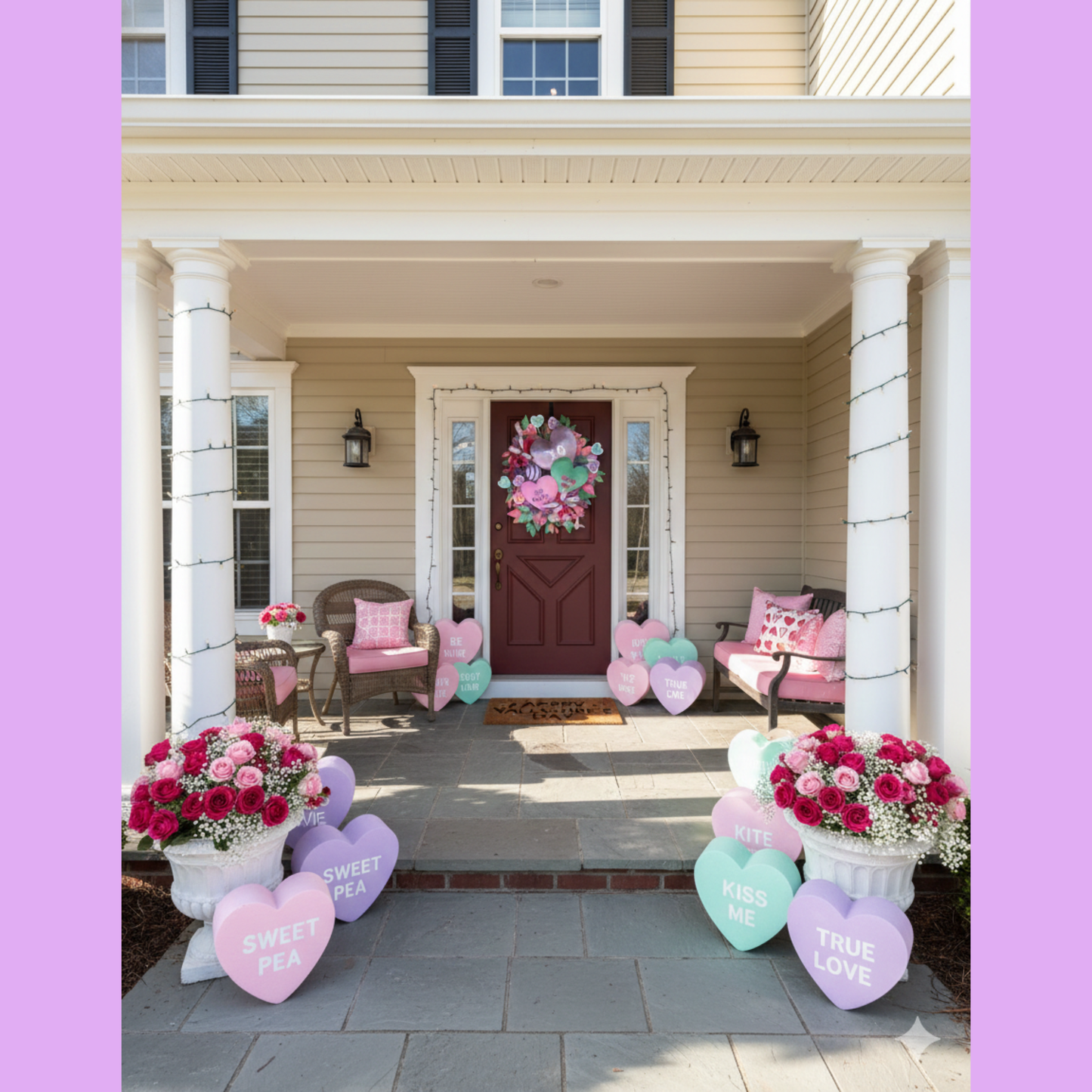 Valentine 💋 Candy Heart Front Door Wreath
