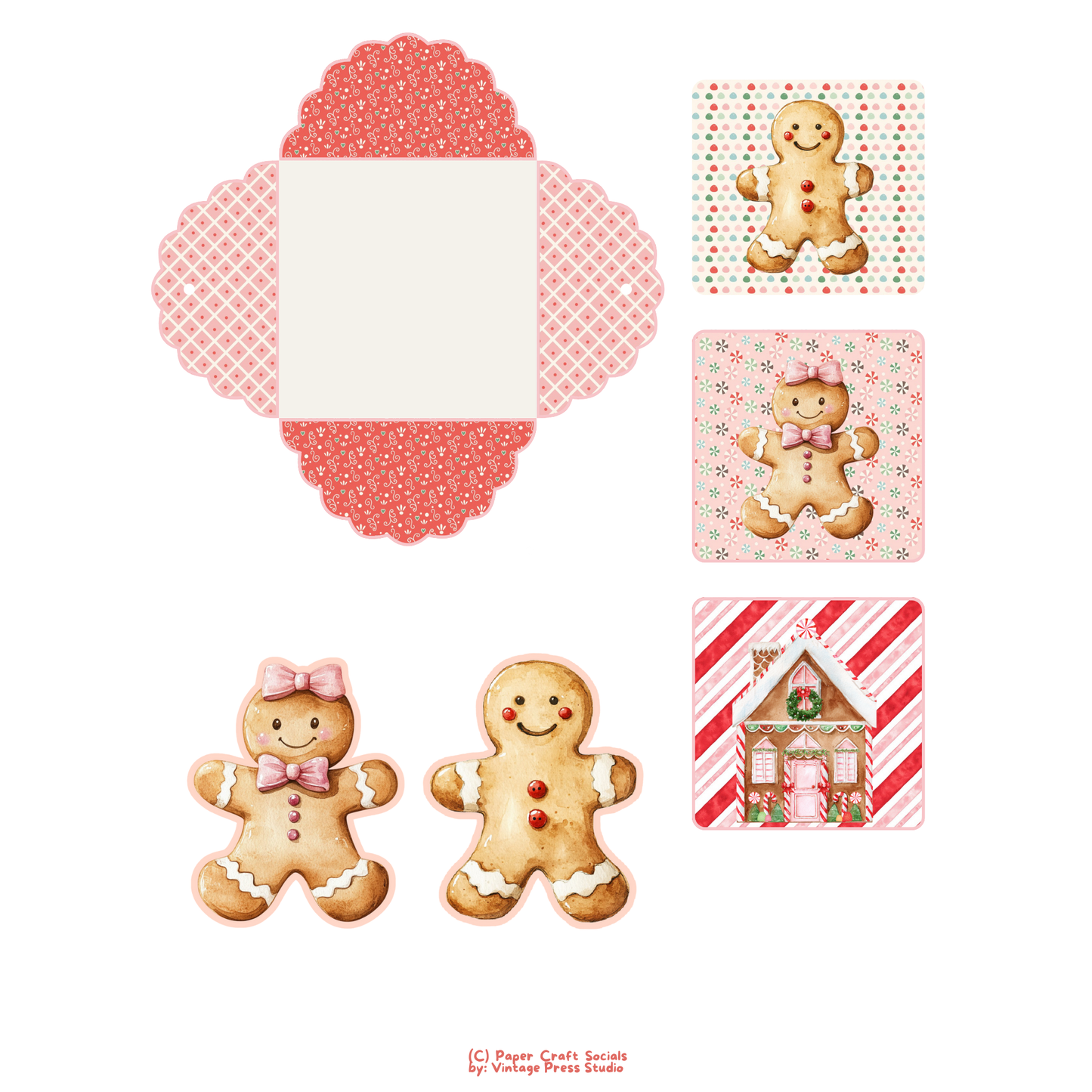 Gingerbread Dreams 3D Folio Card: Junk Journal Kit + Tutorial