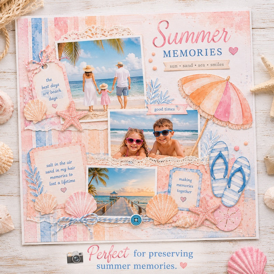 Coastal Dreams Digital Paper Craft Collection -Printable Kit