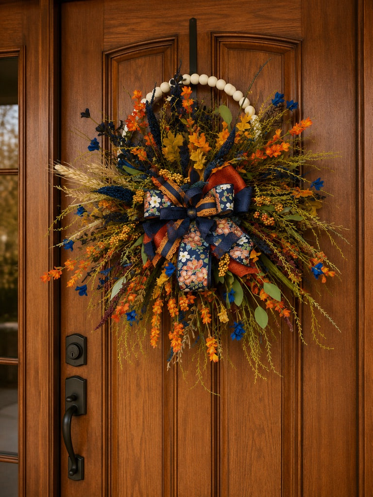 Fall Floral Wreath Rustic Farmhouse Door Decor Autumn Living Room Wall Art Thanksgiving Wreath