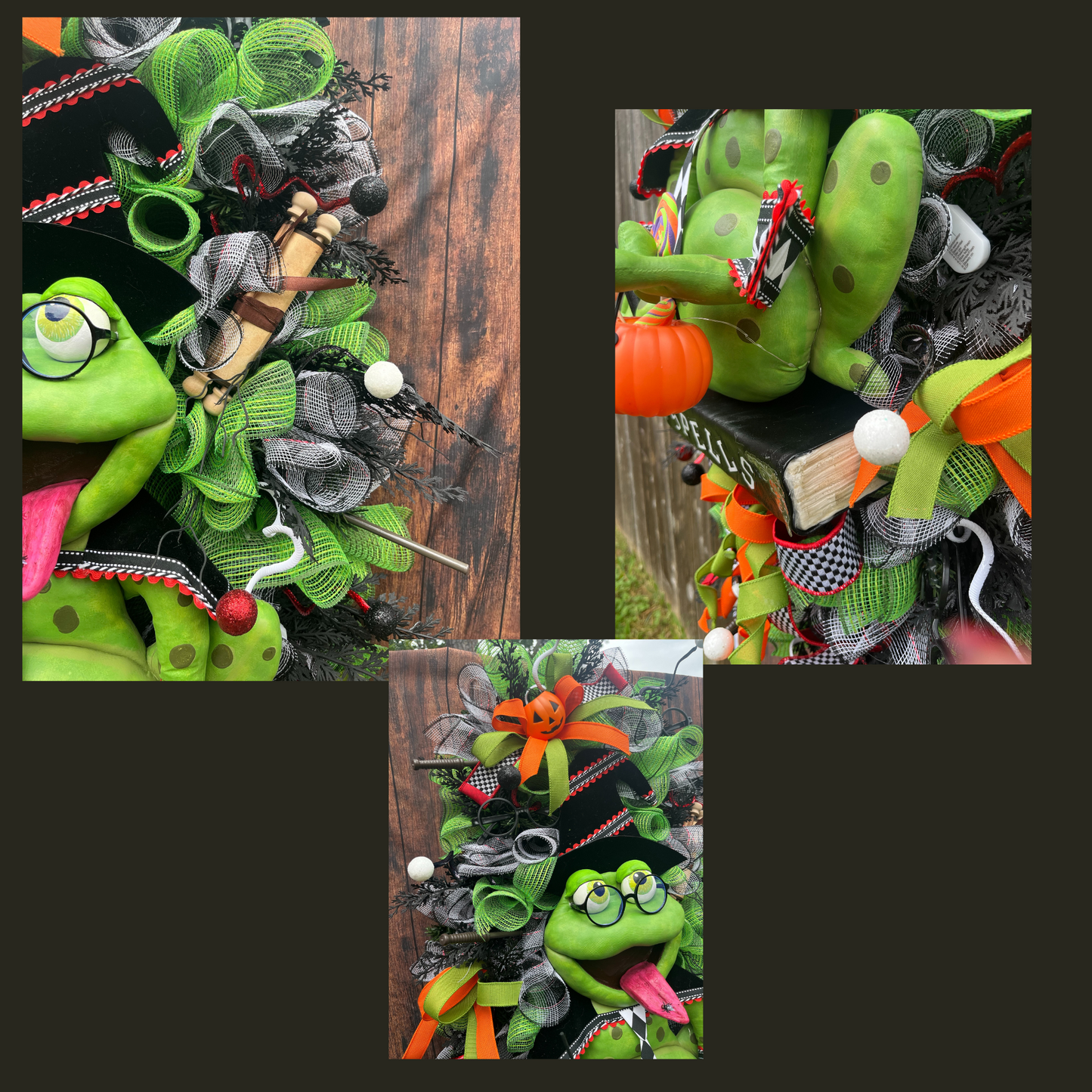 Dr. Frogger the Wizar Halloween Wreath, XL Designer Wreath for the Front Door, Halloween Decor