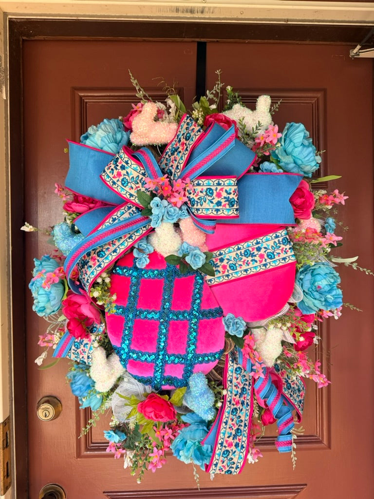 Whimsical Easter Bunny Wreath -Luxury Spring Porch