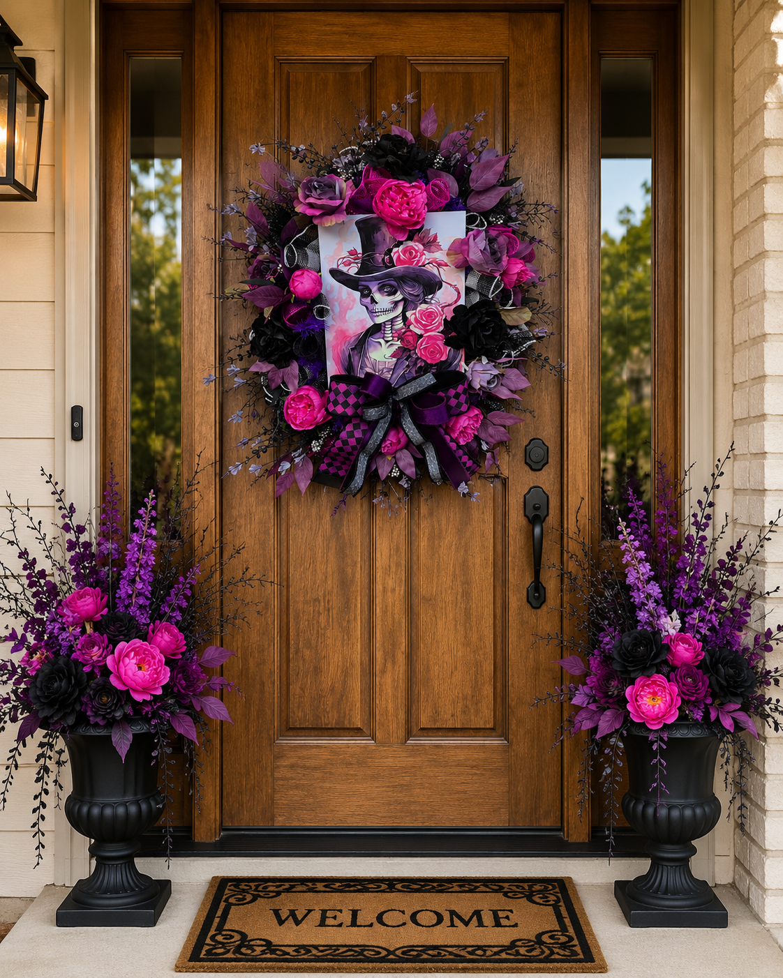 Gothic Glam Skeleton Halloween Wreath