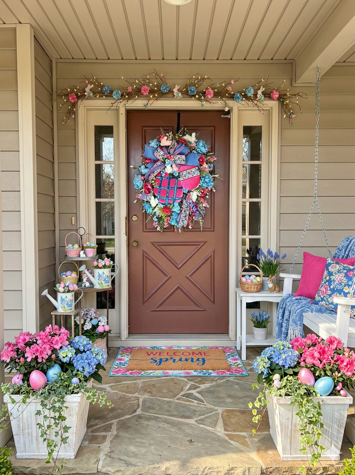 Whimsical Easter Bunny Wreath -Luxury Spring Porch