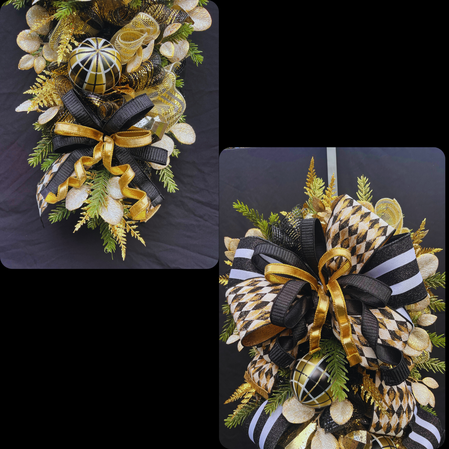 Elegant Black & Gold XL Swag – Luxury Front Door Decor