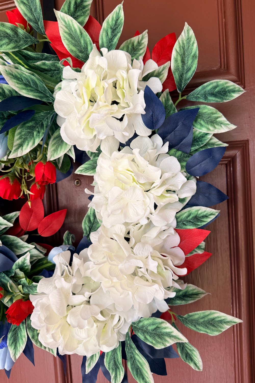 Patriotic Front Door Wreath with Red White Blue Florals | Summer Home Decor | Statement Entryway