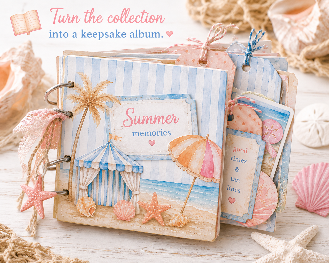 Coastal Dreams Digital Paper Craft Collection -Printable Kit