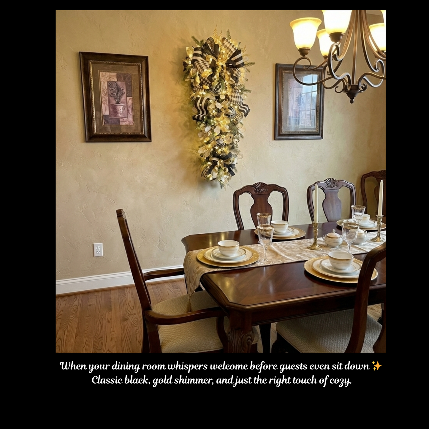 Elegant Black & Gold XL Swag – Luxury Front Door Decor