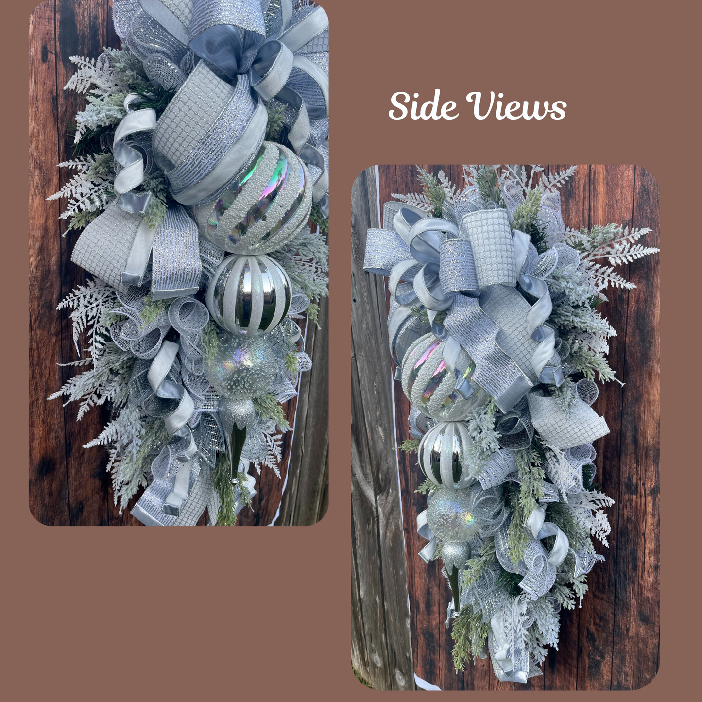 Winter White Elegance Christmas Swag – Silver Frost Luxury Door Decor