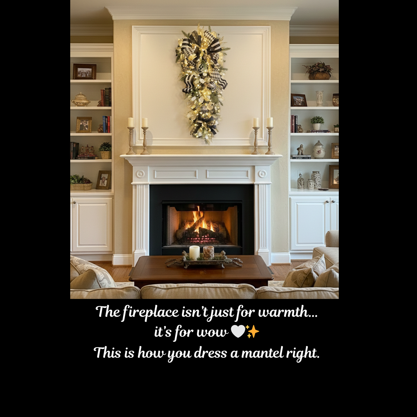 Elegant Black & Gold XL Swag – Luxury Front Door Decor