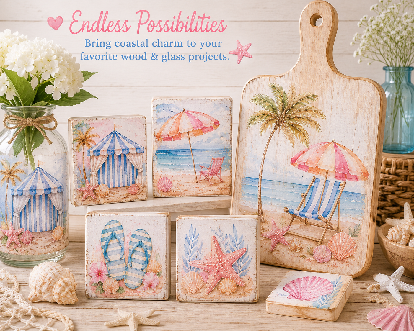 Coastal Dreams Digital Paper Craft Collection -Printable Kit