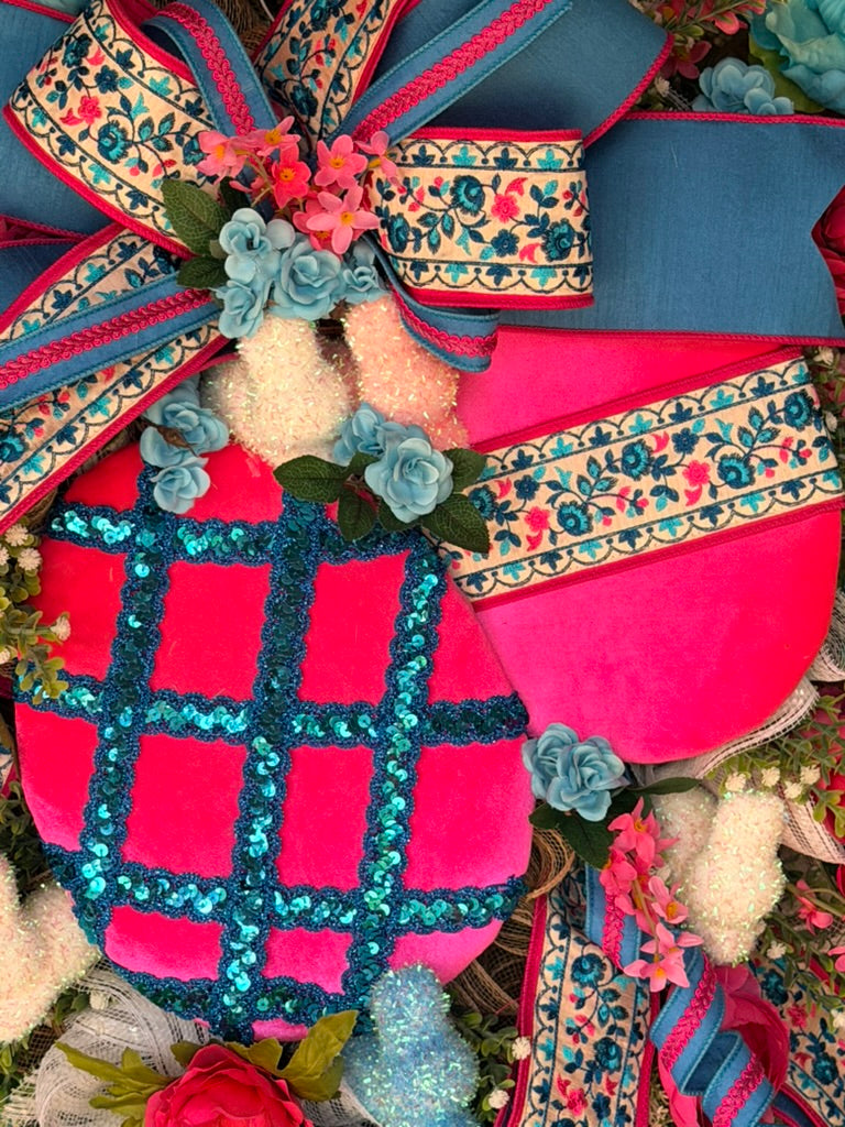 Whimsical Easter Bunny Wreath -Luxury Spring Porch