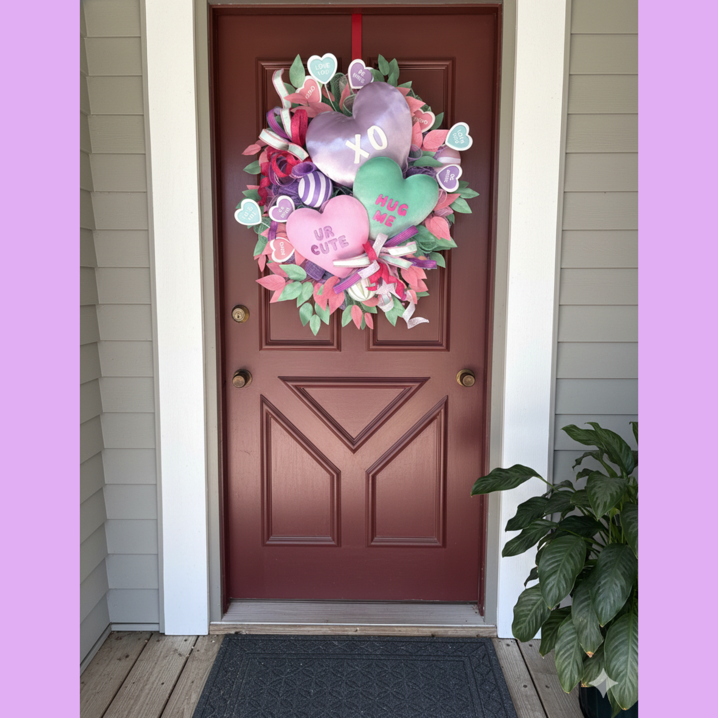 Valentine 💋 Candy Heart Front Door Wreath