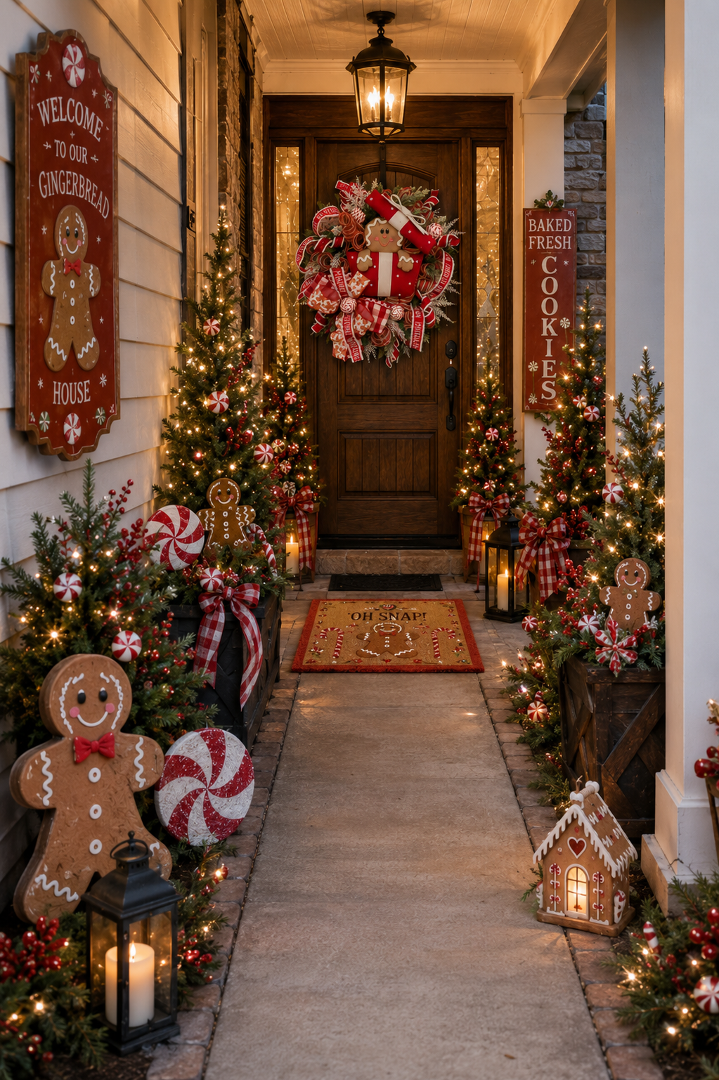 Gingerbread Inspired Christmas Wreath Festive Front Porch Décor for Gingerbread Theme Decorators for Living Room Holiday Theme